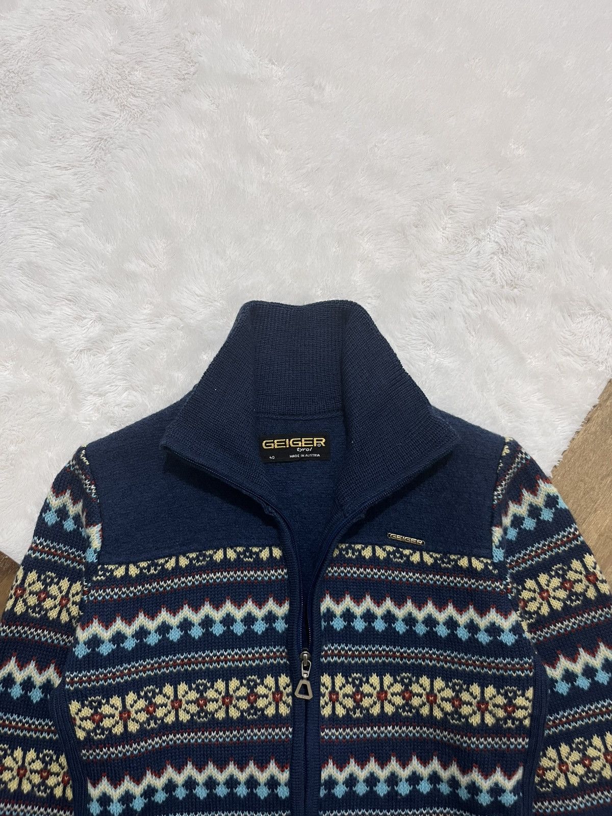 Other Geiger Austria Pure New Wool Fair Isle Knit Zipper Cardigan Size XS / US 0-2 / IT 36-38 - 5 Thumbnail