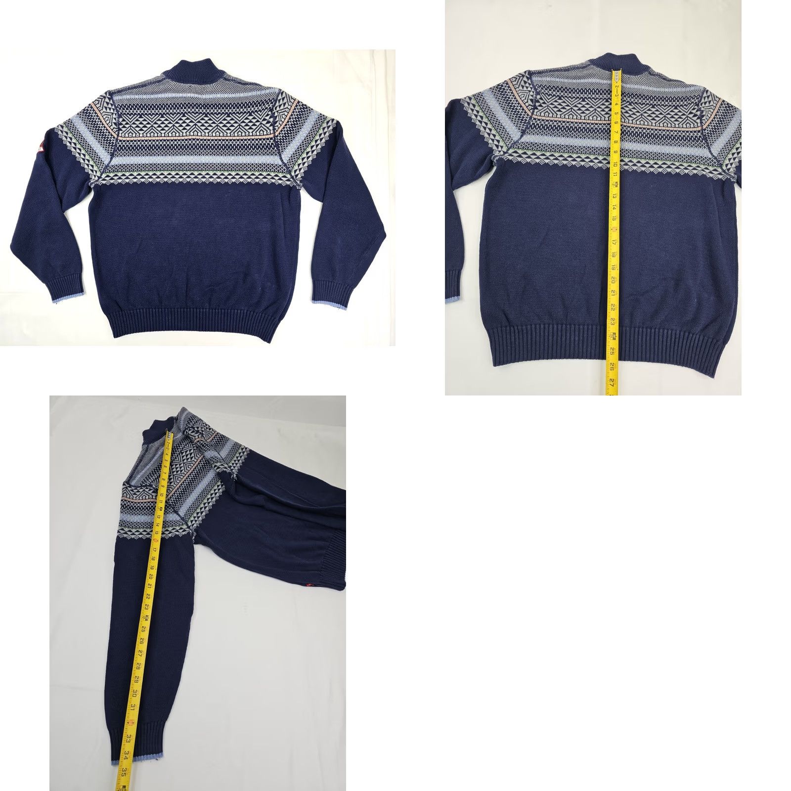 Izod VINTAGE IZOD 1/4 Zip Fair Isle Nordic Jacquard Knit Sweater Men XL Blue Size US XL / EU 56 / 4 - 8 Thumbnail