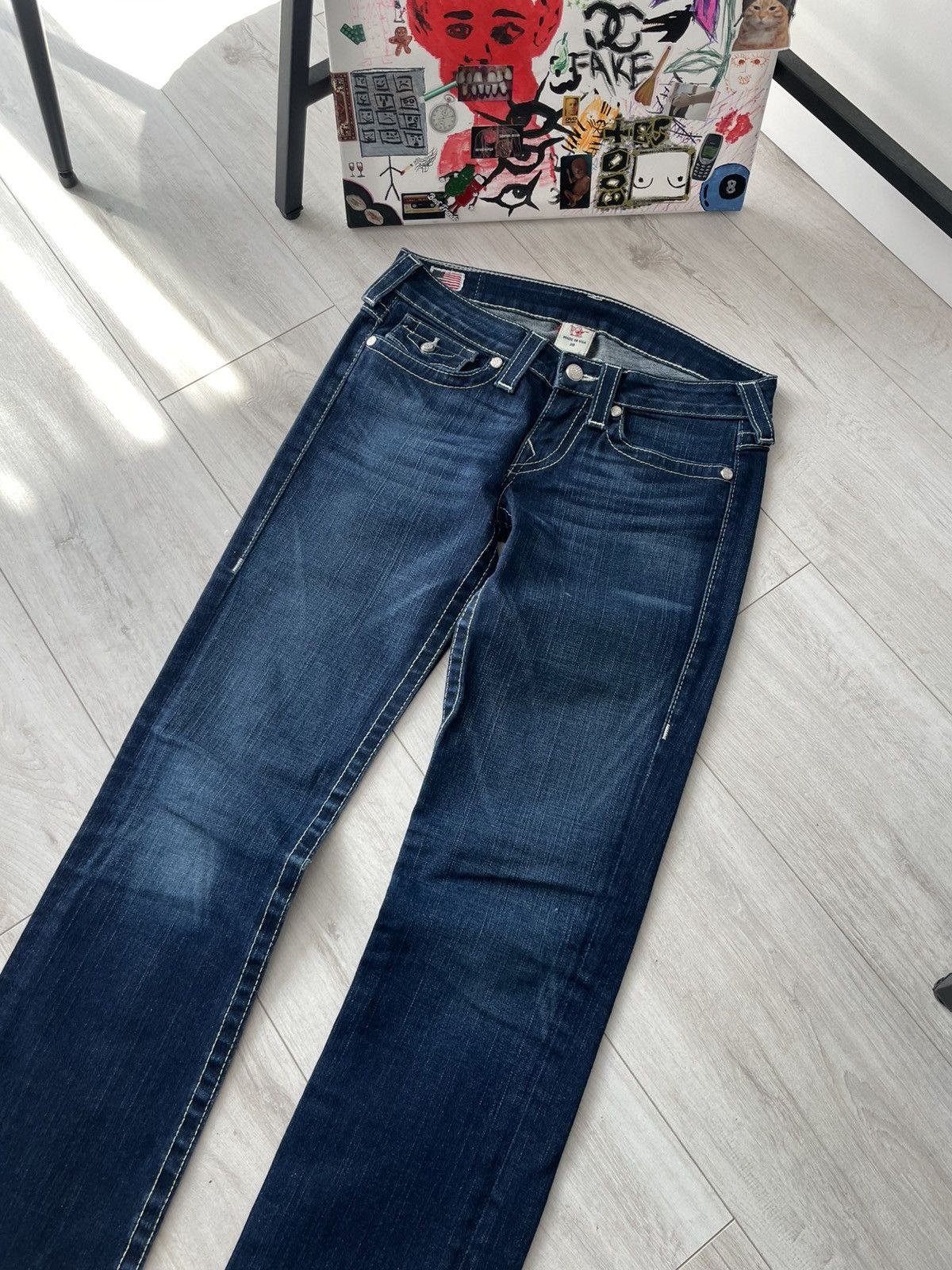 True Religion Vintage 00's True Religion Y2K Denim Jeans Pocket Logo Size 24" / US 00 / IT 34 - 4 Thumbnail