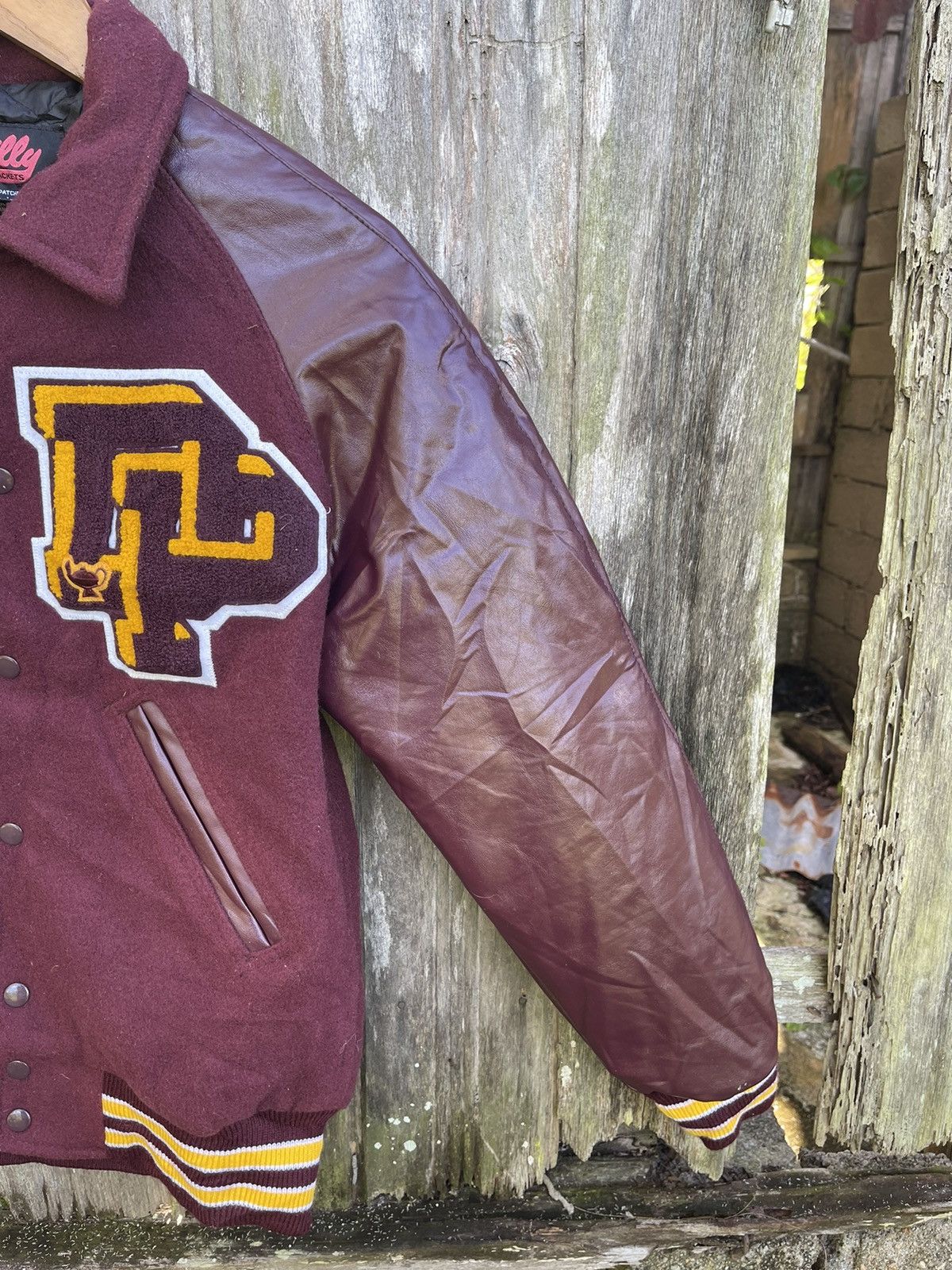 Designer Vintage Burgundy Dilly Letterman Varsity Jacket (XS) Size US XS / EU 42 / 0 - 7 Thumbnail
