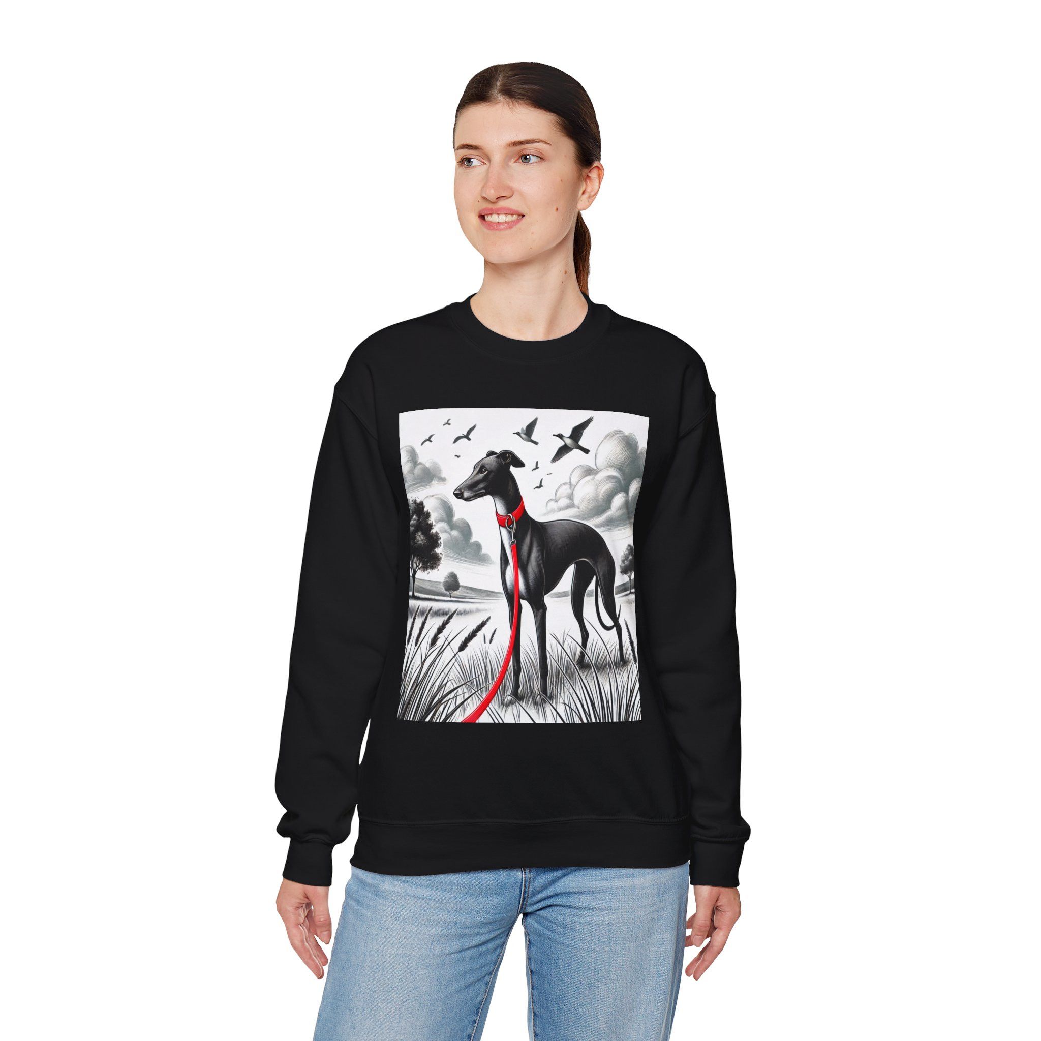 Gildan Elegant Greyhound in the Open Fields Crewneck Sweatshirt Size US L / EU 52-54 / 3 - 4 Thumbnail