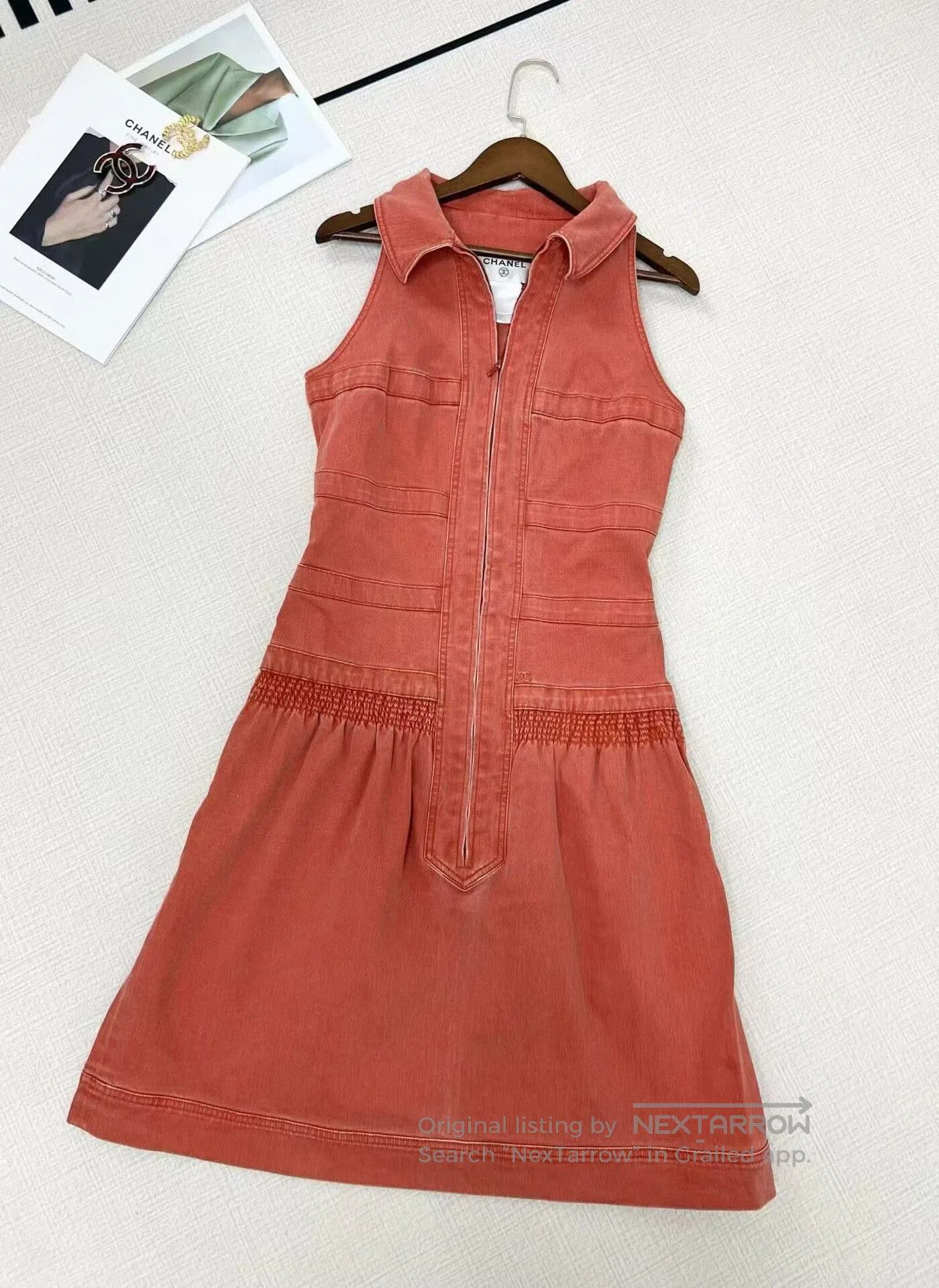 Chanel Chanel Denim Dress in Coral Color. Size 37" - 2 Thumbnail