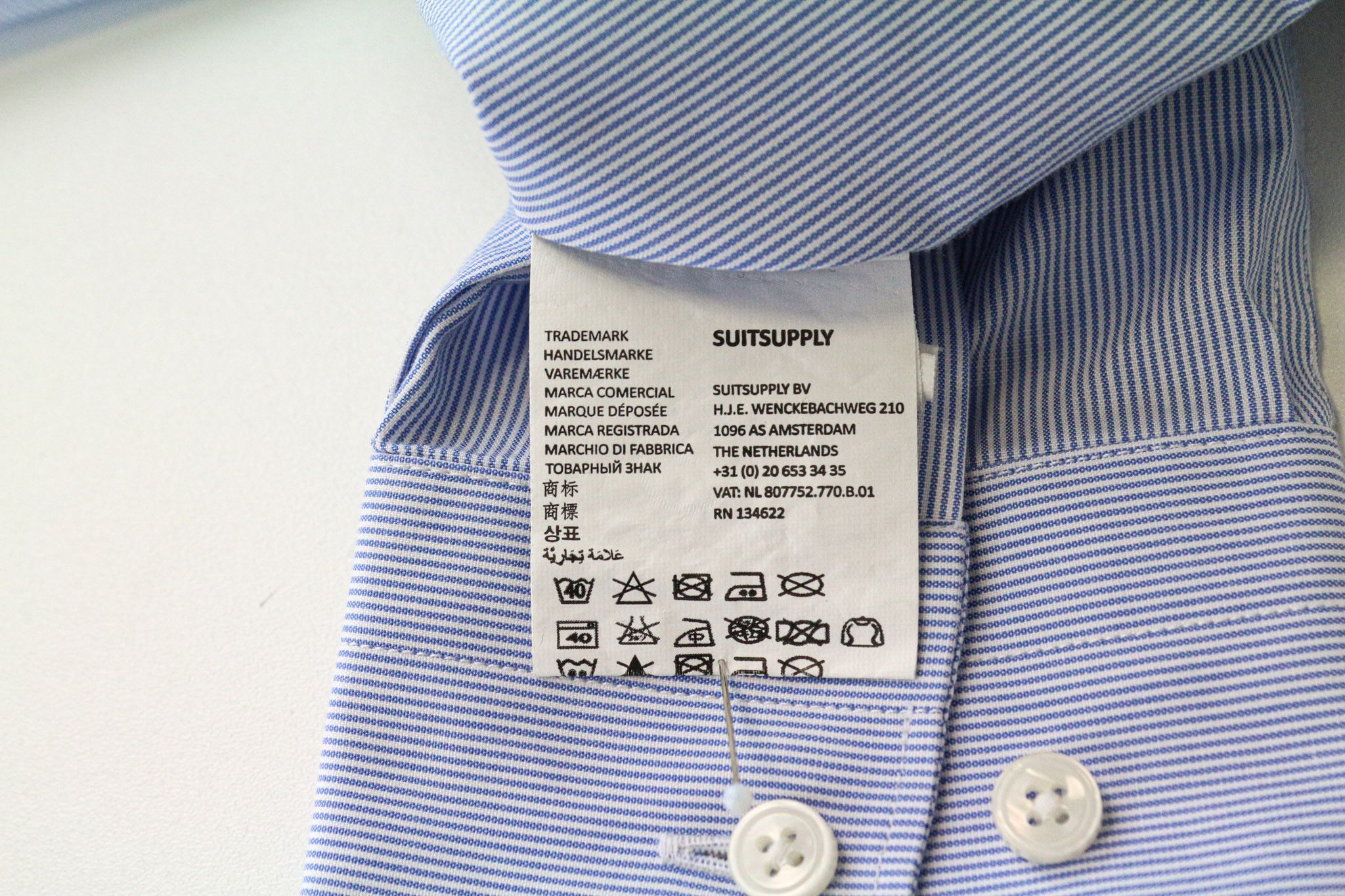 Suitsupply 37/14 1/2 Extra Slim Blue Cotton Striped Shirt 79356 Size 38R - 6 Thumbnail