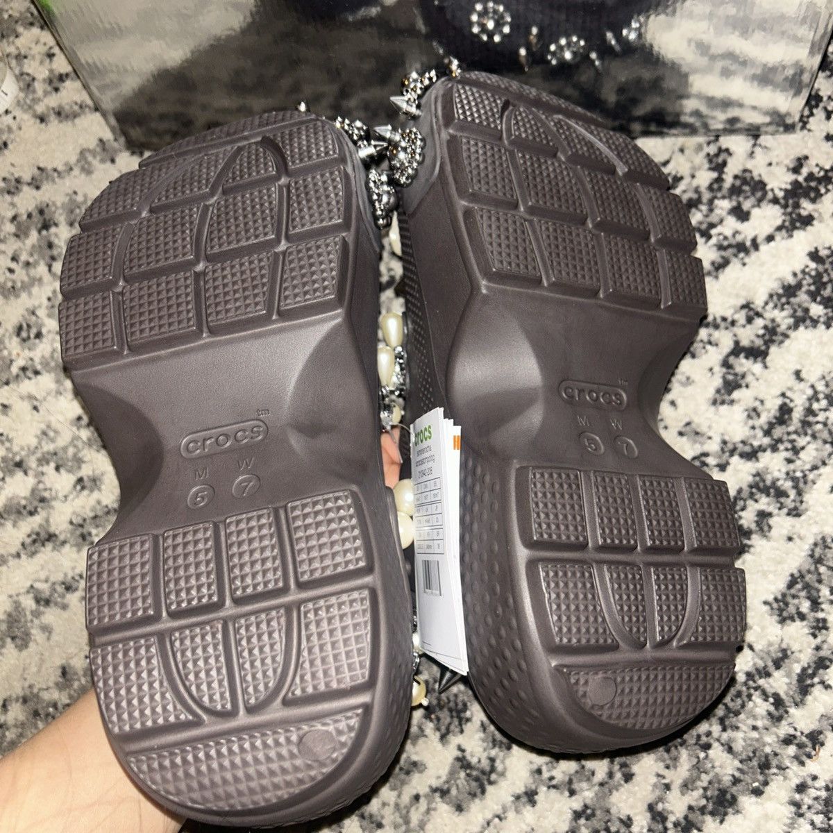 SIMONE ROCHA X CROCS Embellished Stomp Clogs Espresso