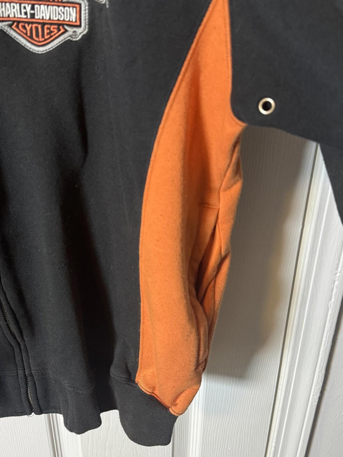 Harley Davidson Vintage 2005 Harley-Davidson Black and Orange Zip-Up Size ONE SIZE - 3 Thumbnail