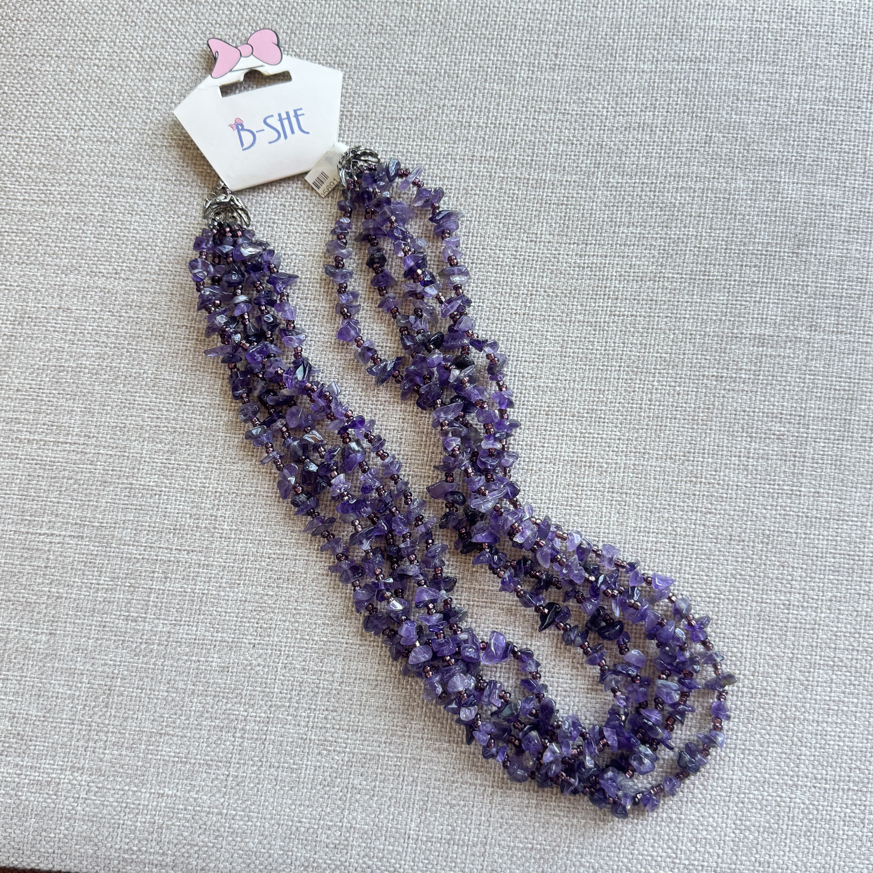Other B-SHE Purple Beaded Multi Strand Statement Necklace Size ONE SIZE - 1 Thumbnail
