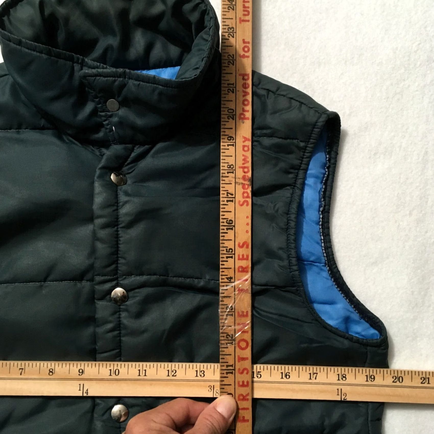Vintage VINTAGE Down Quilted Vest blue snap buttons slant pockets medium Size US M / EU 48-50 / 2 - 3 Thumbnail