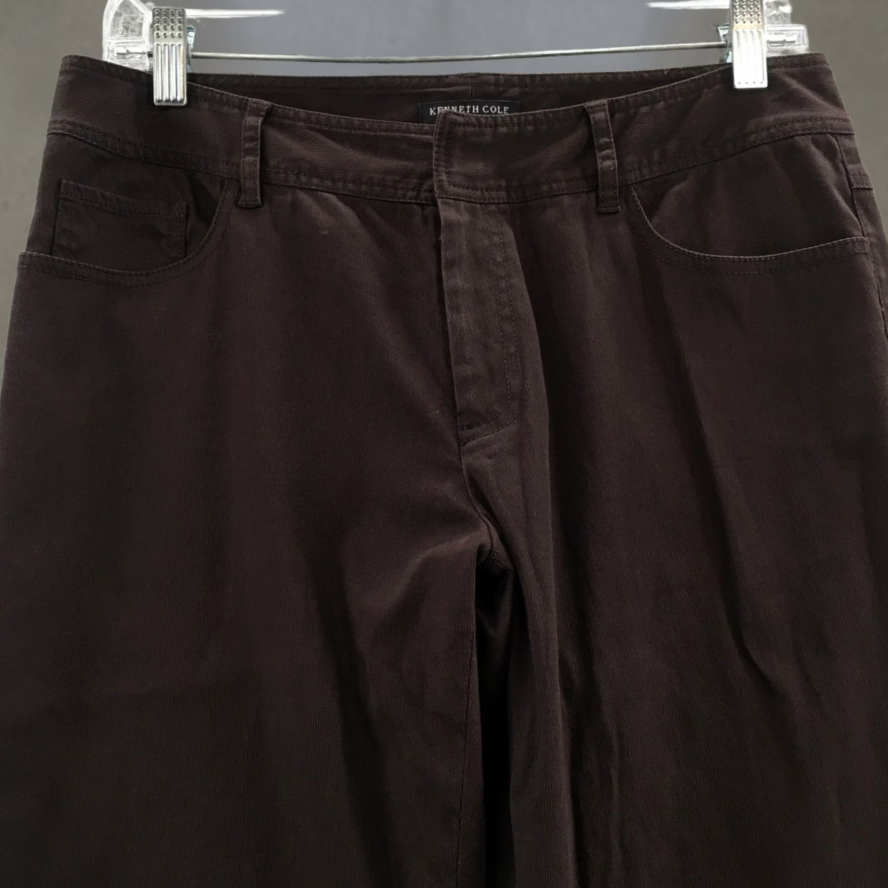 Kenneth Cole Kenneth Cole Pants Womens 8 Wide-Leg Brown Cotton Blend Zip Chino Casual Flat Front Regular Rise 32 in Inseam 32 in Mens Womens Boys Girls Size 30" / US 8 / IT 44 - 1 Thumbnail