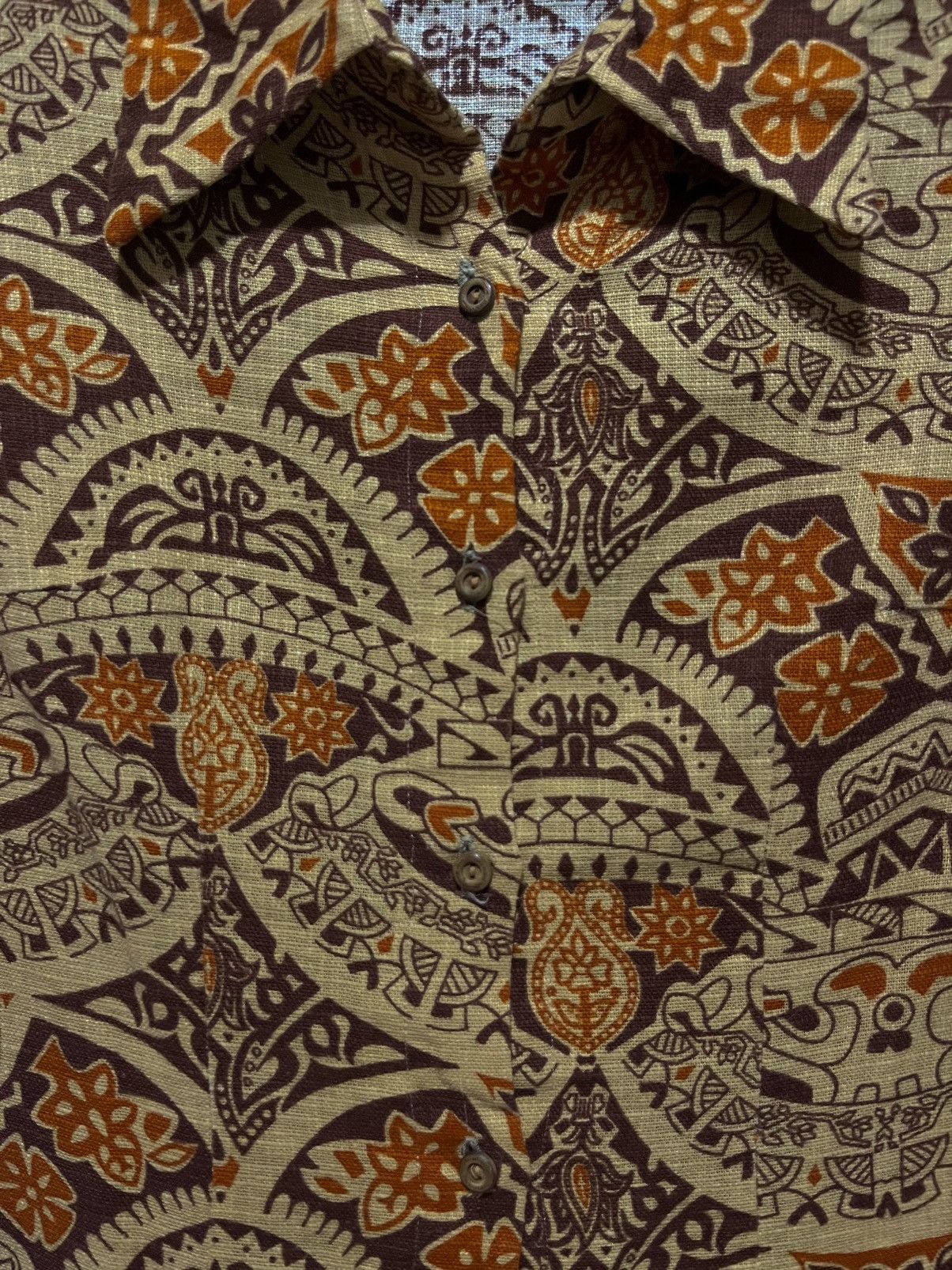 Japanese Brand × Vintage Vintage full print abstract paisley pattern cotton blouse Size M / US 6-8 / IT 42-44 - 3 Thumbnail
