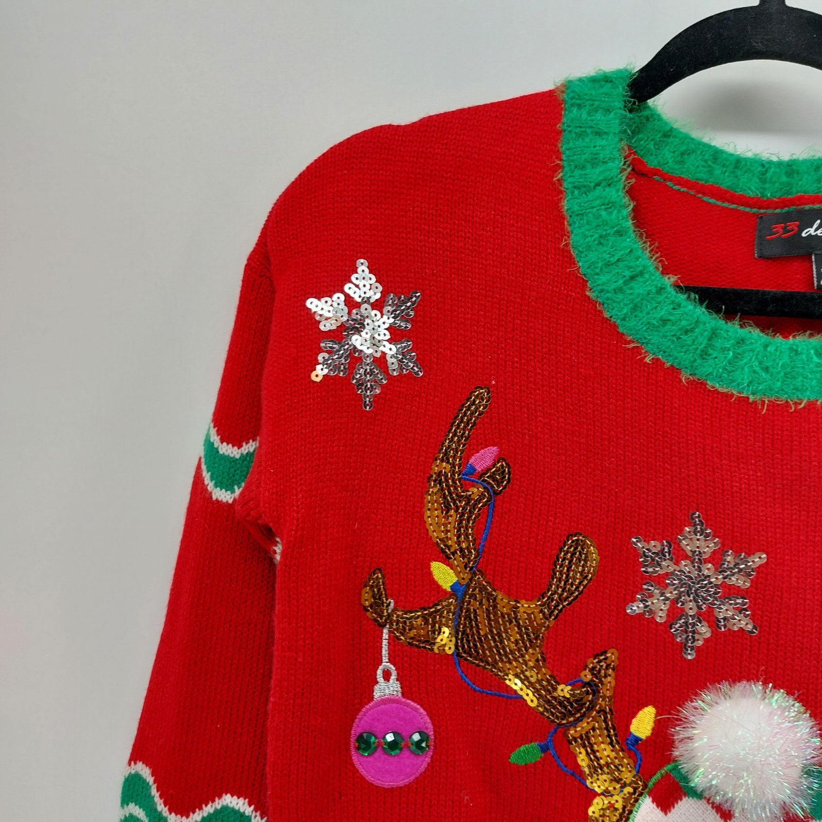 Other 33 Degree Ugly Christmas Sweater Cool Reindeer Ornaments M Size M / US 6-8 / IT 42-44 - 9 Thumbnail