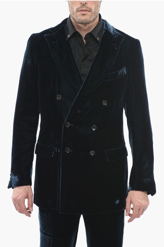 image of Bally Og1Mm0424 Double Breasted Blazer In Blue, Men's (Size Medium)