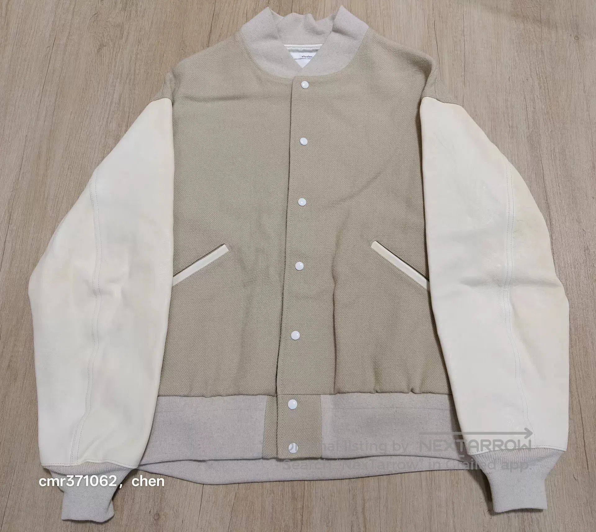 Visvim Beige Bomber Jacket with Leather Sleeves . Size US L / EU 52-54 / 3 - 1 Thumbnail