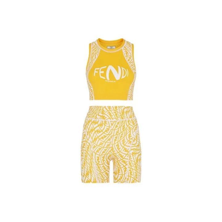 Fendi Fendi Yellow Sports Set with Shorts and Top -2508 Size S / US 4 / IT 40 - 1 Thumbnail