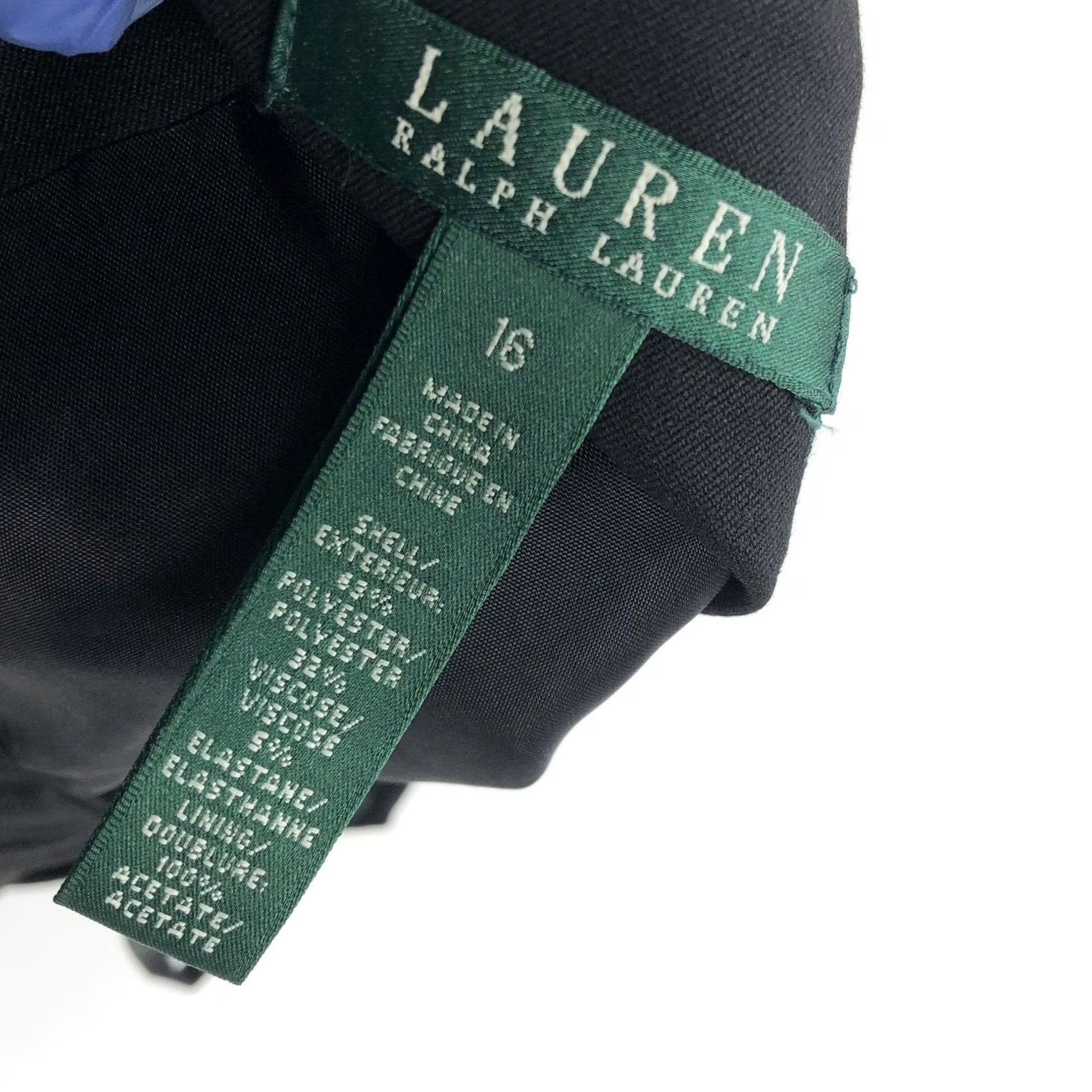 Vintage Lauren Ralph Lauren Skirt Midi Black Button Lined Polyester Blend 16 (Fits 37W) Women Xlrs? Size 38" / US 16 / IT 52 - 7 Thumbnail
