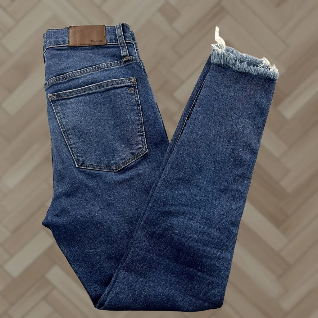 Madewell Madewell 10" Hi-Rise Button Fly Skinny Raw Hem Denim Blue Jeans Women's 27 Jeans Size 27" / US 4 / IT 40 - 1 Thumbnail
