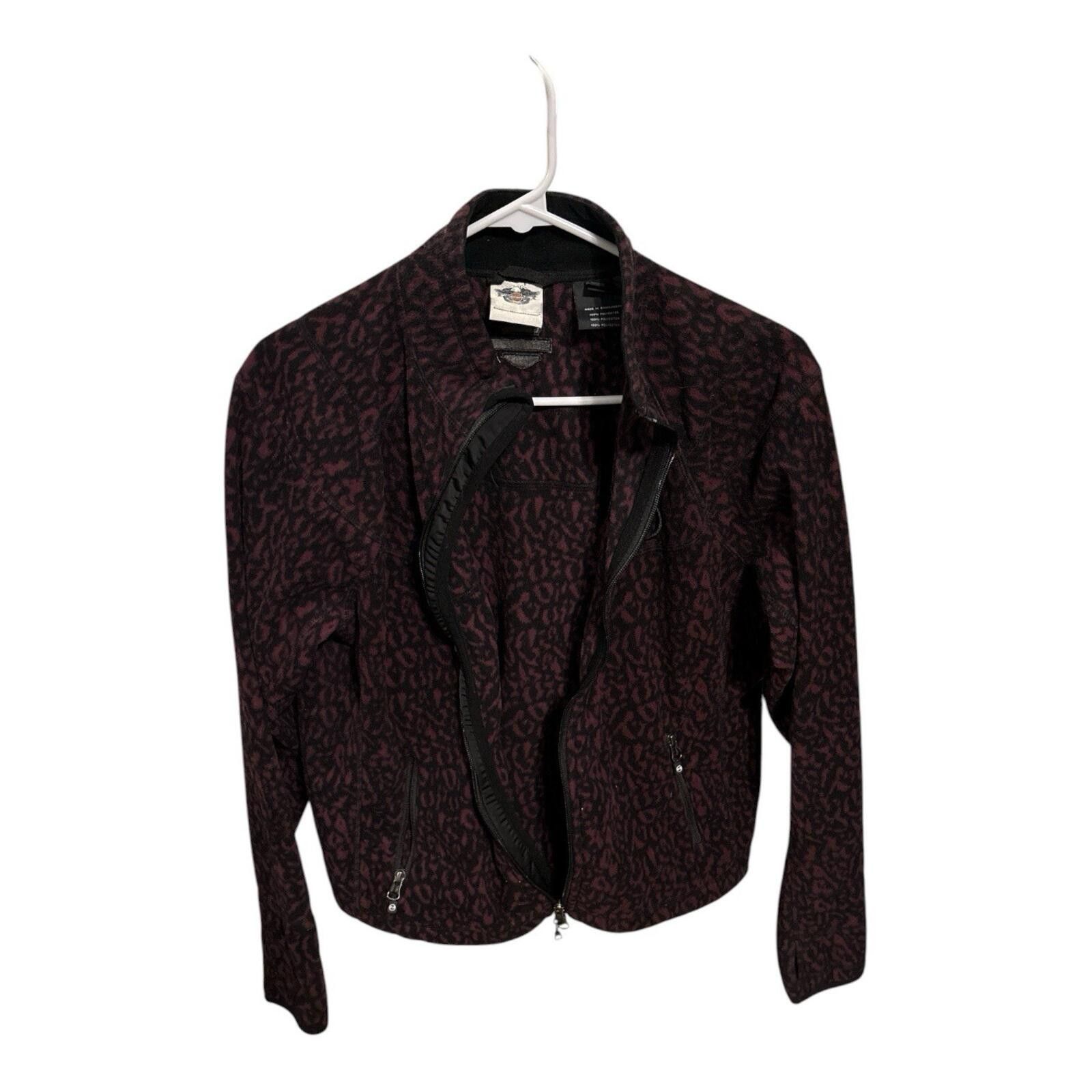 Harley Davidson Harley Davidson Womens Fleece Purple Black Leopard Print Size L / US 10 / IT 46 - 1 Thumbnail