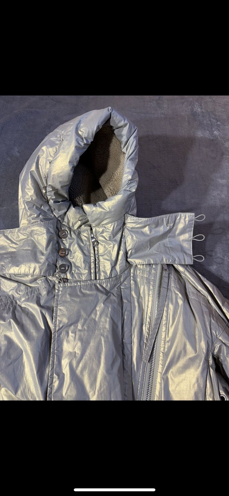Prada Prada Silver Astro Moto Puffer Coat Size US M / EU 48-50 / 2 - 16 Thumbnail