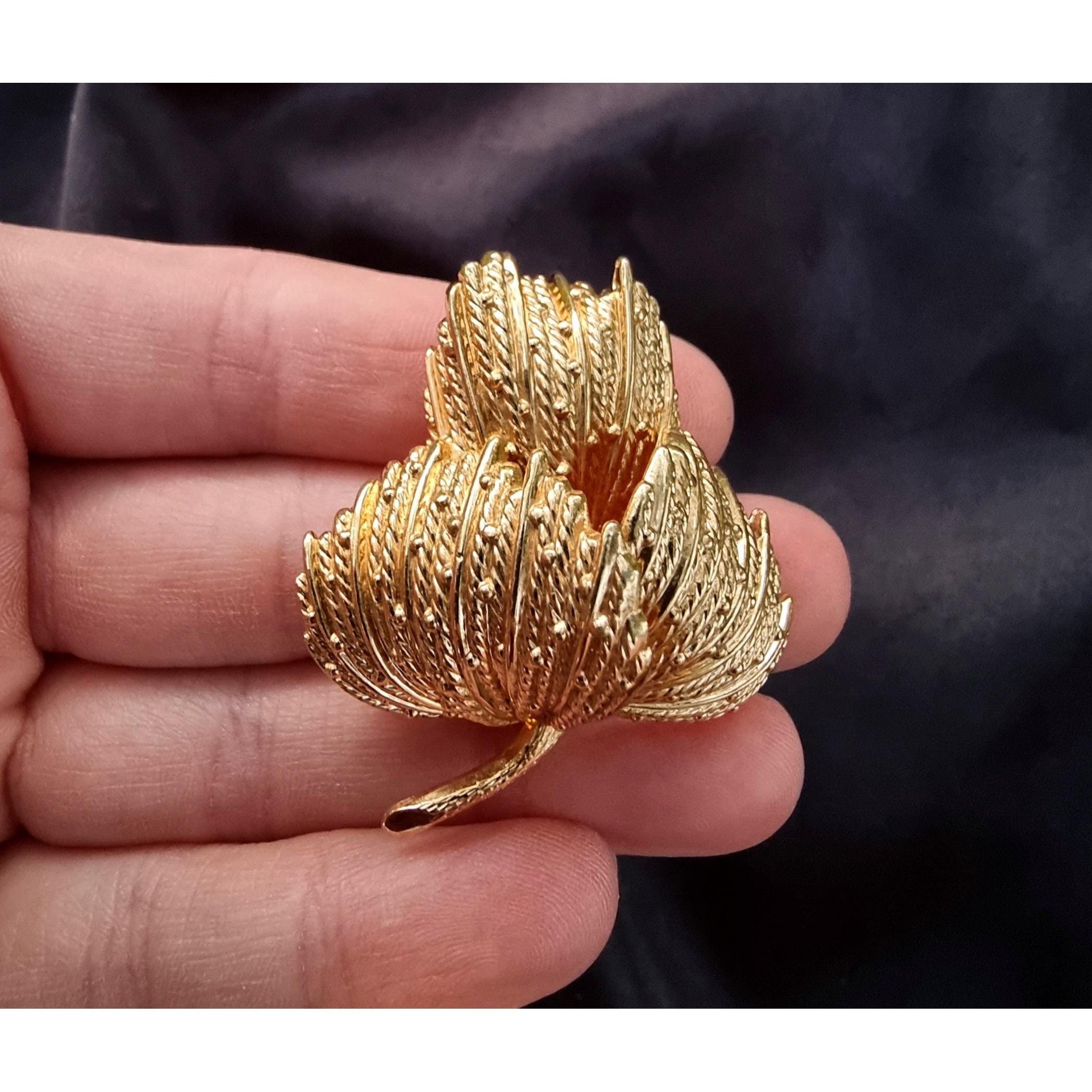 Other Rare Find GROSSE 1960s Signed Germany Gold Flower Floral Bro Size ONE SIZE - 3 Thumbnail