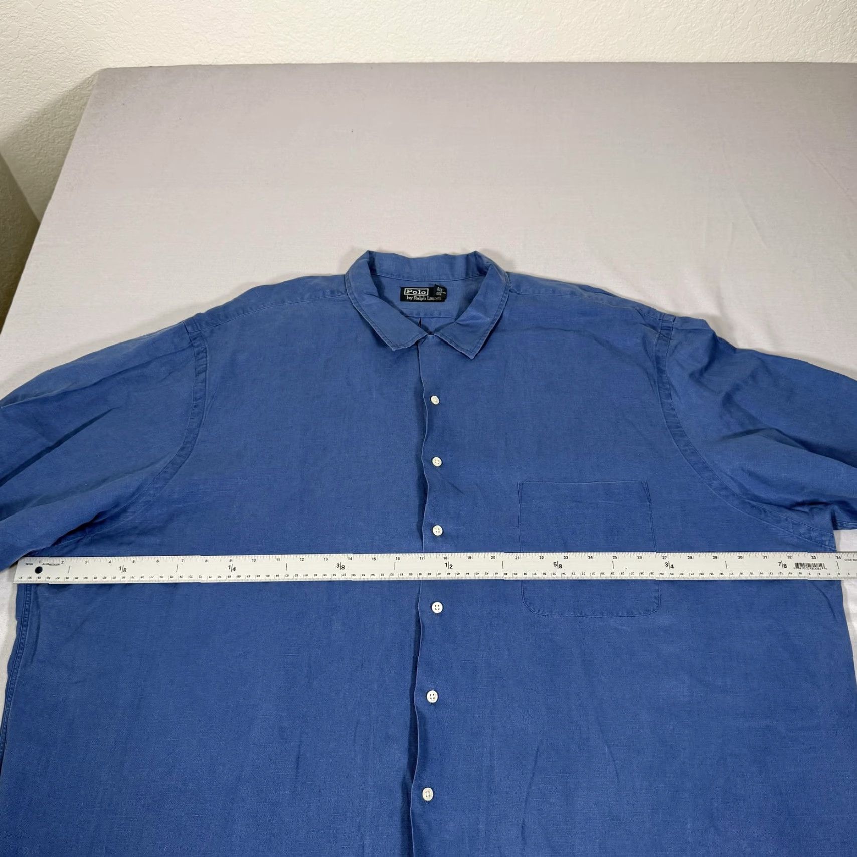 Polo Ralph Lauren VINTAGE Polo Ralph Lauren Shirt Men 4XLT Blue Silk Linen Loop Collar Camp Button Up Pony Size US XXL / EU 58 / 5 - 6 Thumbnail