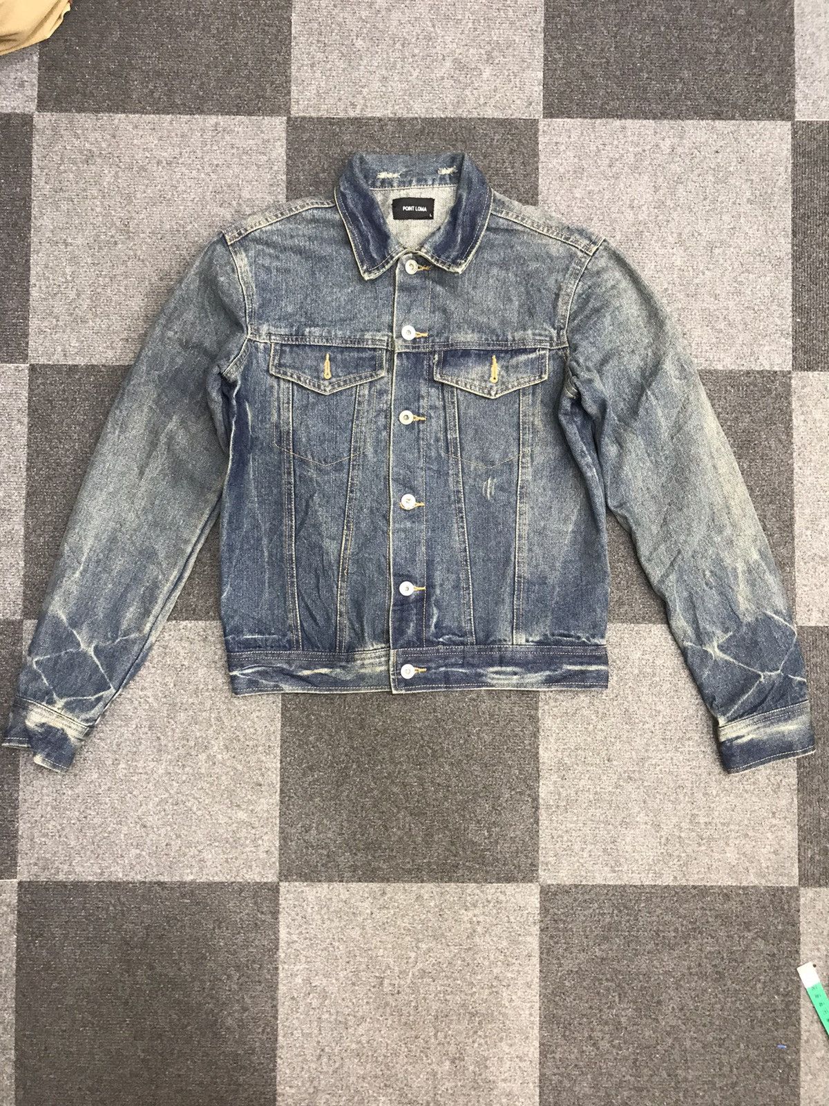 Image of Biker Jeans x Distressed Denim Point Loma Trucker Jacket in Denim, Men's (Size Small)