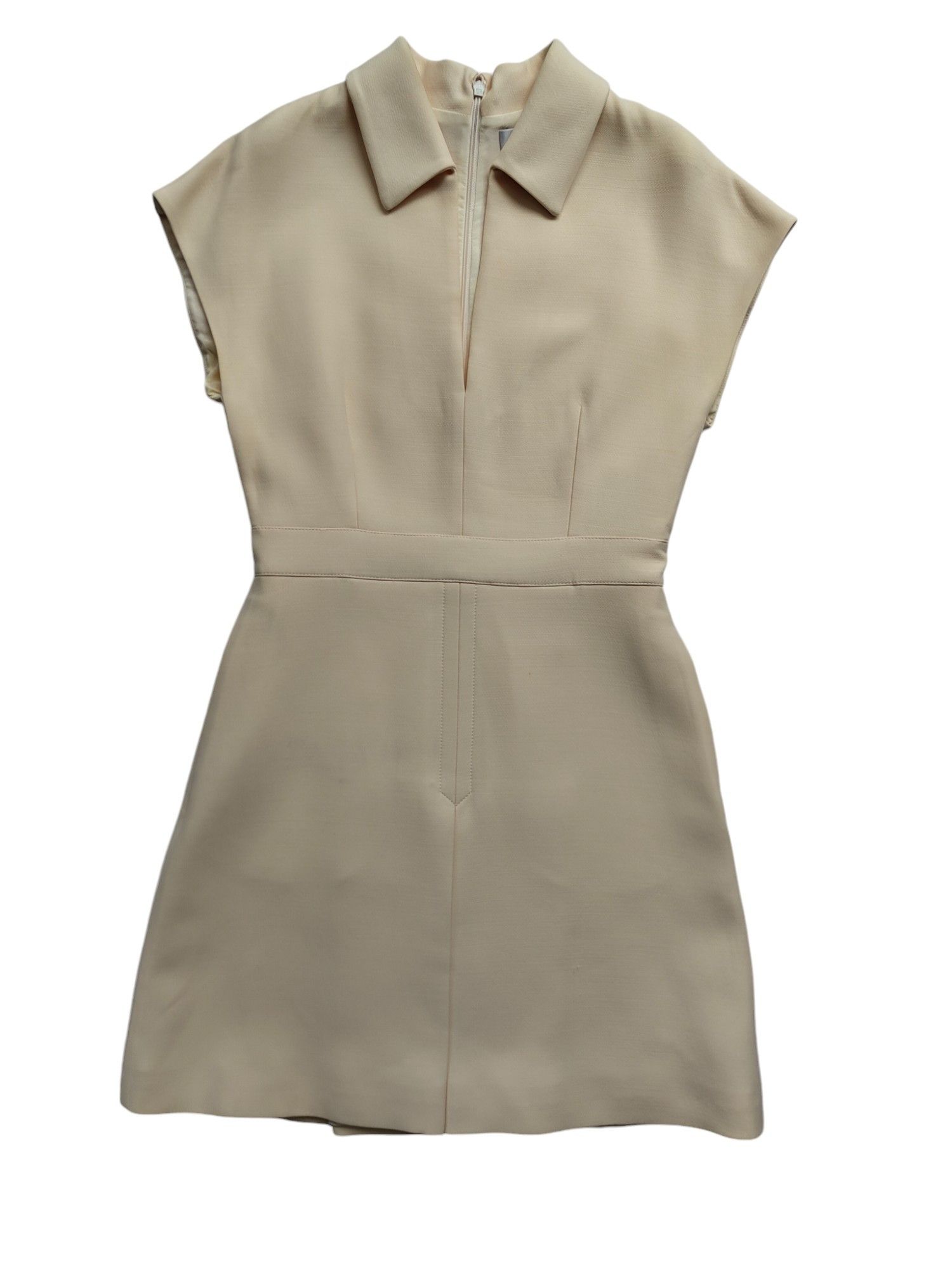 Dior Creme V-Neck Dress With 2 Side Pockets Size XS / US 0-2 / IT 36-38 - 4 Thumbnail