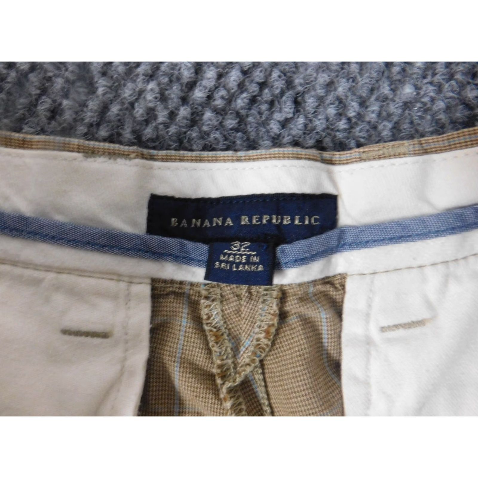 Banana Republic Banana Republic Mens Shorts 32 Beige Plaid Chino Flat Front Knit Cotton Regular Waist 32 Casual Mens Size US 32 / EU 48 - 5 Thumbnail