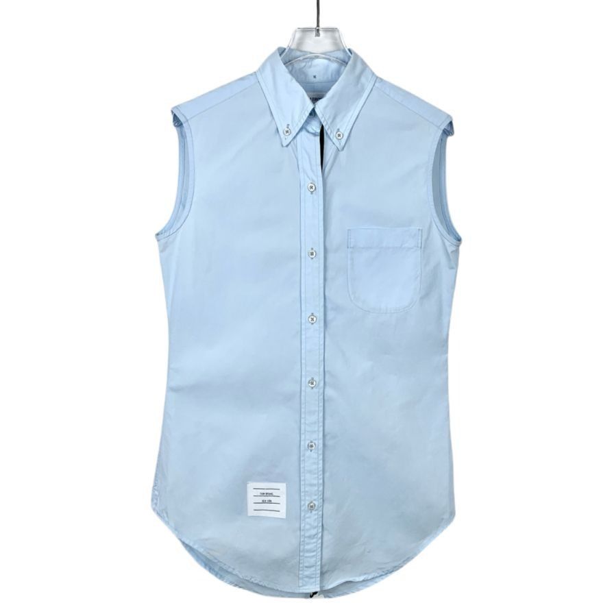 Thom Browne Thom Browne Blue Collared Cotton Sleeveless Shirt (Size 38) Size XS / US 0-2 / IT 36-38 - 1 Thumbnail