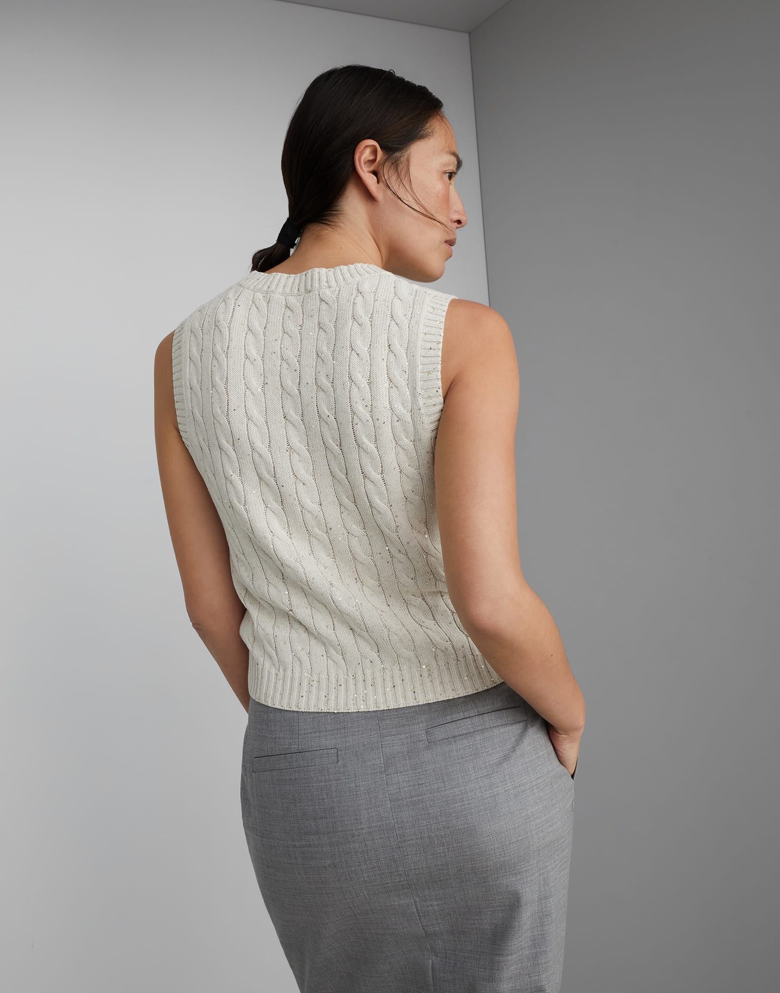 Brunello Cucinelli o1la1rc1a0425 Sweater in White Size L / US 10 / IT 46 - 2 Thumbnail