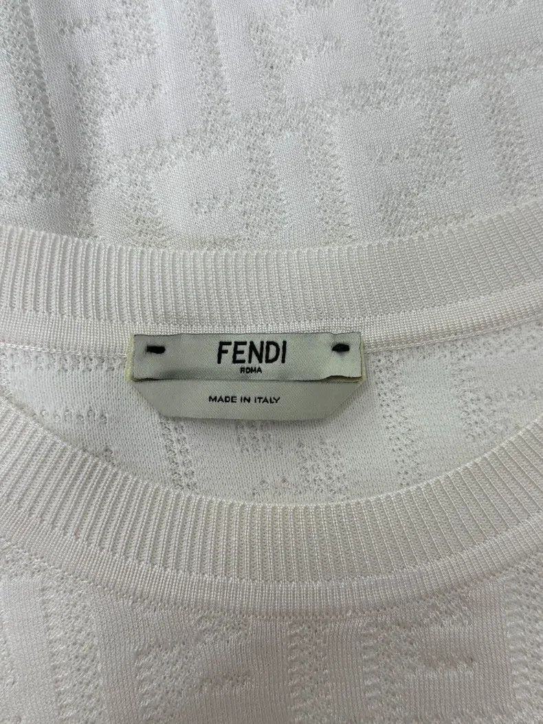 Fendi Fendi White Knit Full Logo Old Logo Subtle Pattern Short S Size XS / US 0-2 / IT 36-38 - 4 Thumbnail