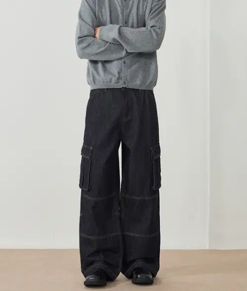 VIBE Multi-pocket patchwork wide-leg American loose work jeans Size US 32 / EU 48 - 7 Thumbnail
