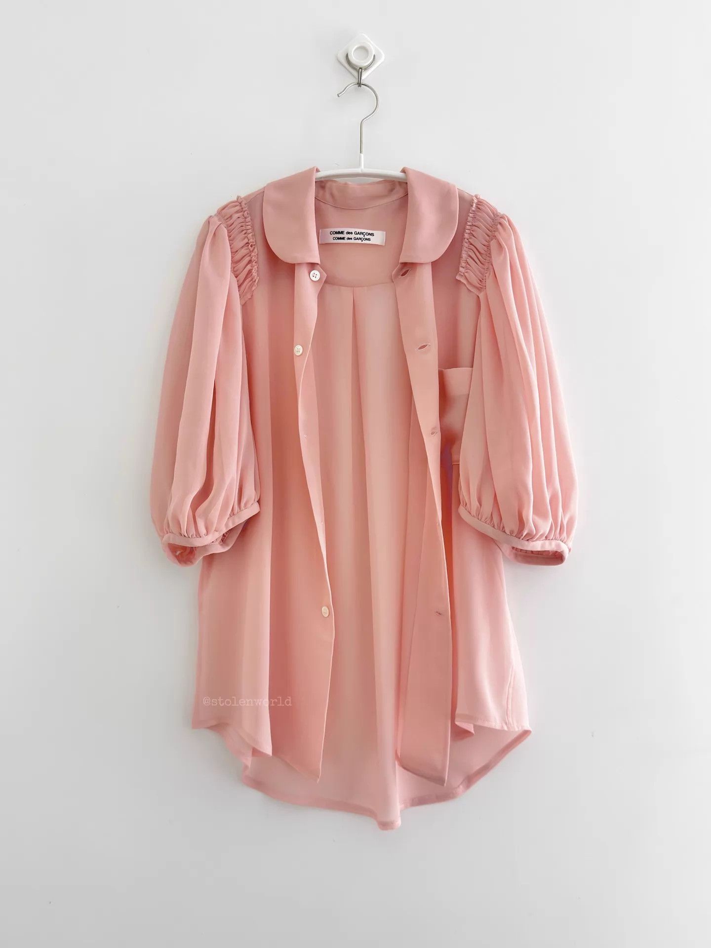 Comme des Garcons CDG comcom light pink chiffon pleated puff-sleeve shirt Size S / US 4 / IT 40 - 6 Thumbnail