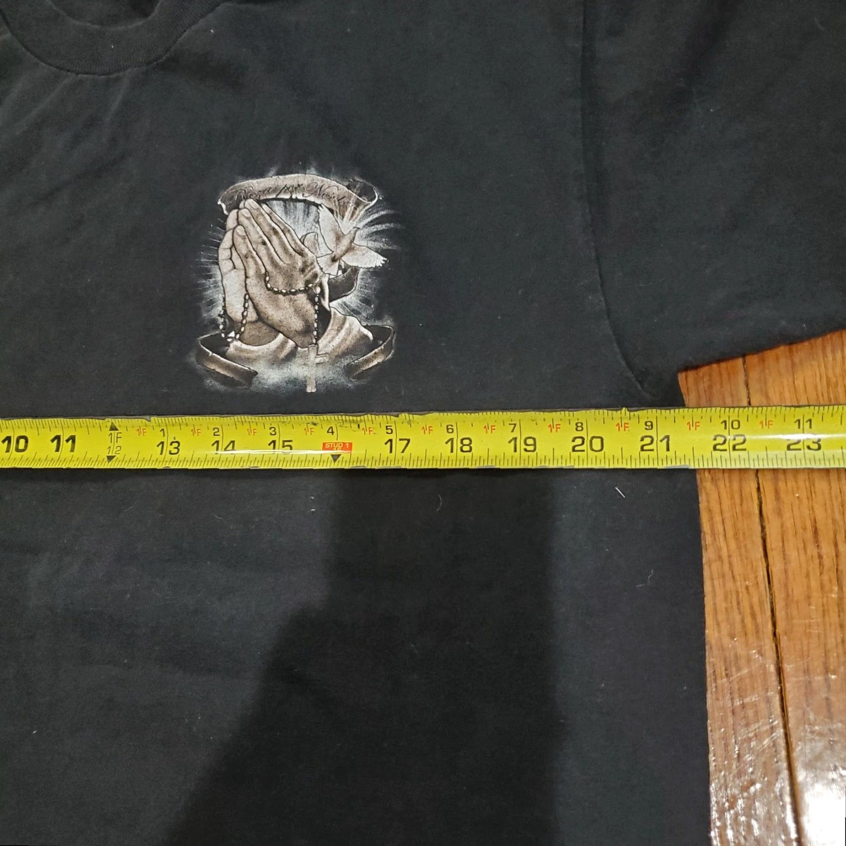 Praying Reza por Nosotros Shirt Mens Large Black Jesus Praying Hands Religious Graphic Tee Size US L / EU 52-54 / 3 - 7 Thumbnail