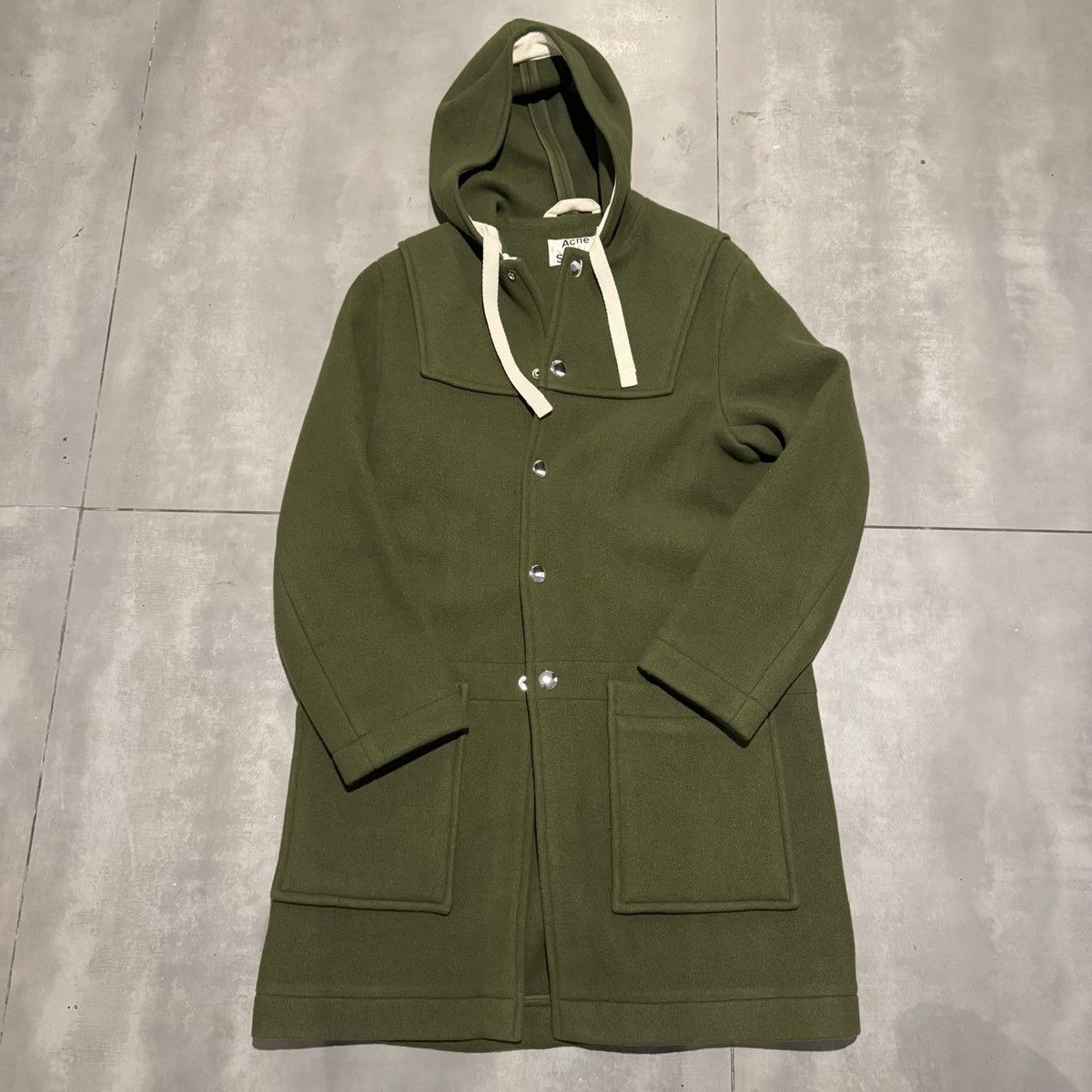 Acne Studios Acne Studios Green Wool Duffel Coat Sz 46 (Medium) Size US M / EU 48-50 / 2 - 1 Thumbnail
