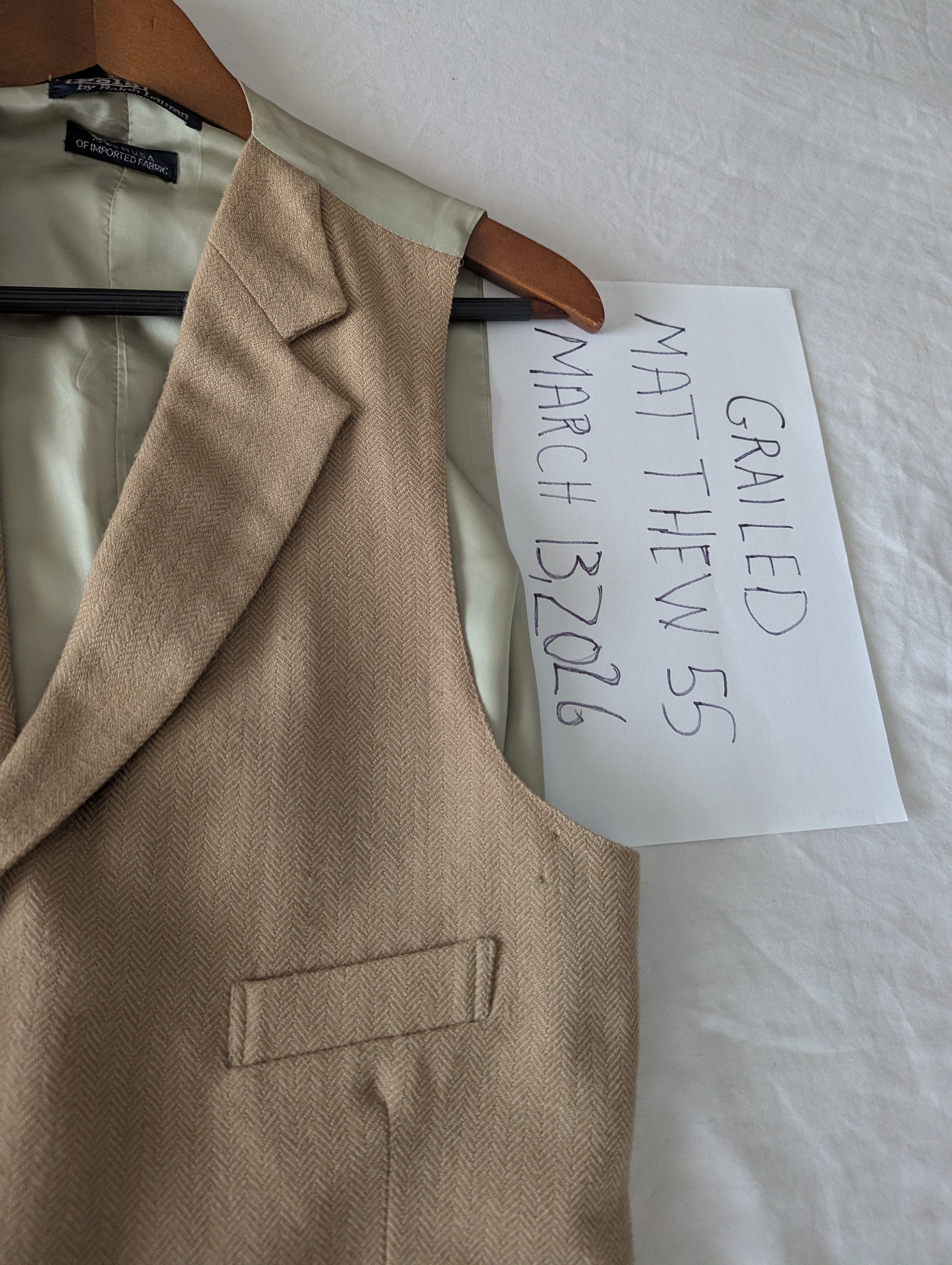 Polo Ralph Lauren Vintage Herring bone Vest Size 42R - 4 Thumbnail
