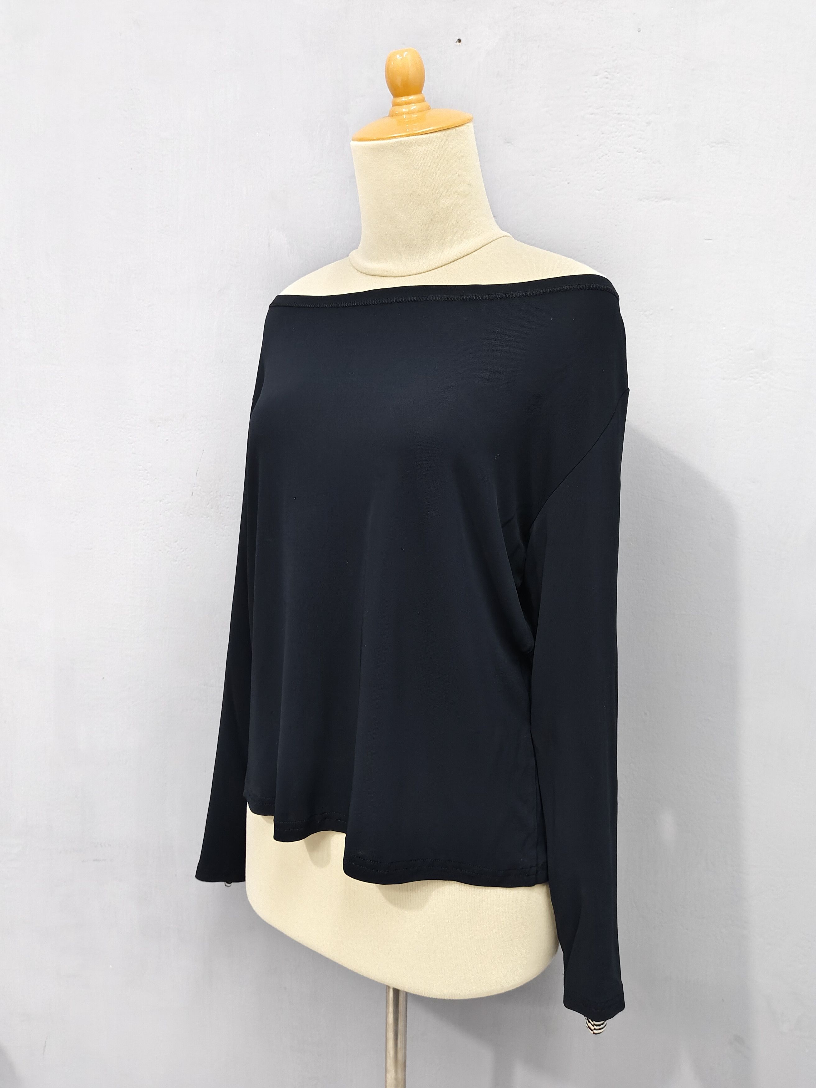 Jean Paul Gaultier 90s JPG Femme❤️‍🔥Striped Cuff Rayon Boatneck Top Blouses Size M / US 6-8 / IT 42-44 - 3 Thumbnail