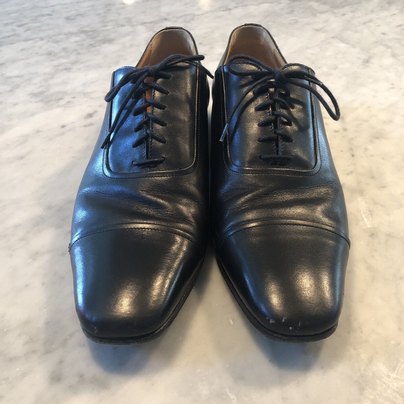 Hermes Hermes Black Leather Cap-Toe Oxfords Size 41 US 8 Size US 8 / EU 41 - 3 Thumbnail