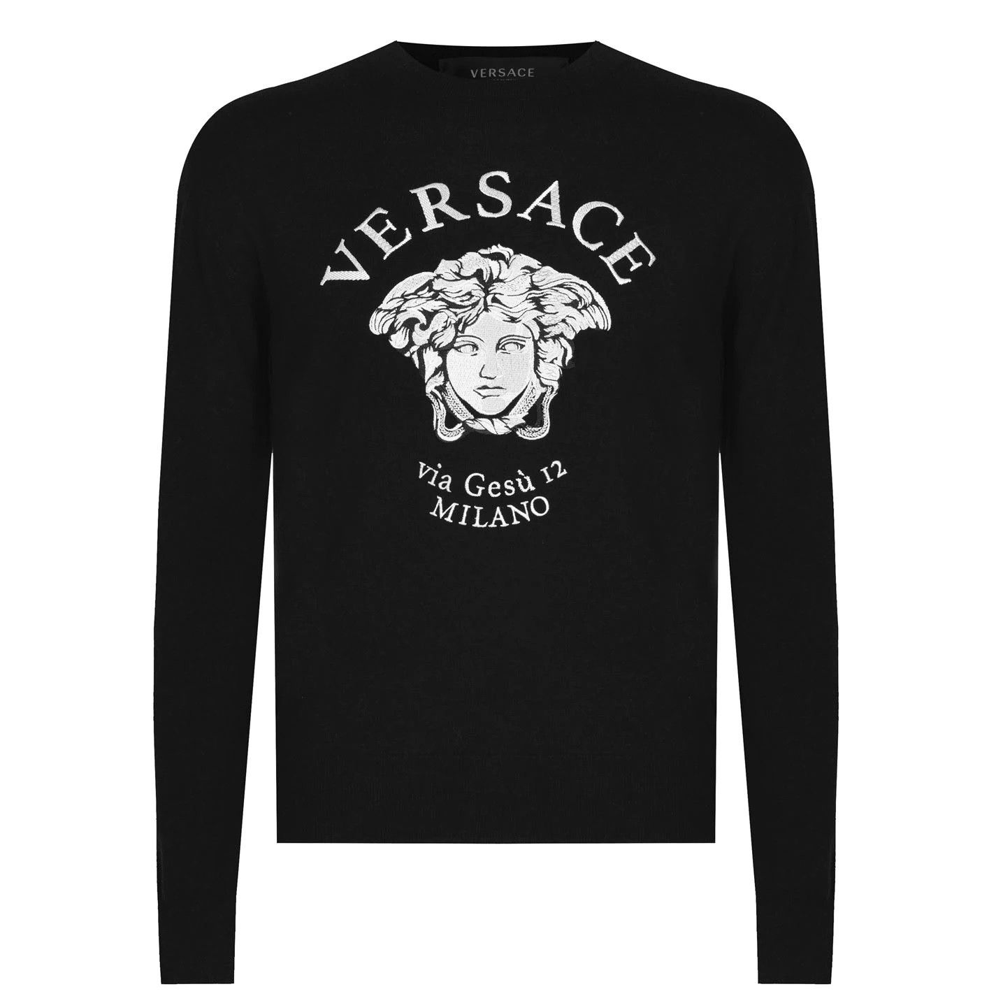 image of Versace Medusa Via Gesu Milano Sweater Black Men's Size 48 M