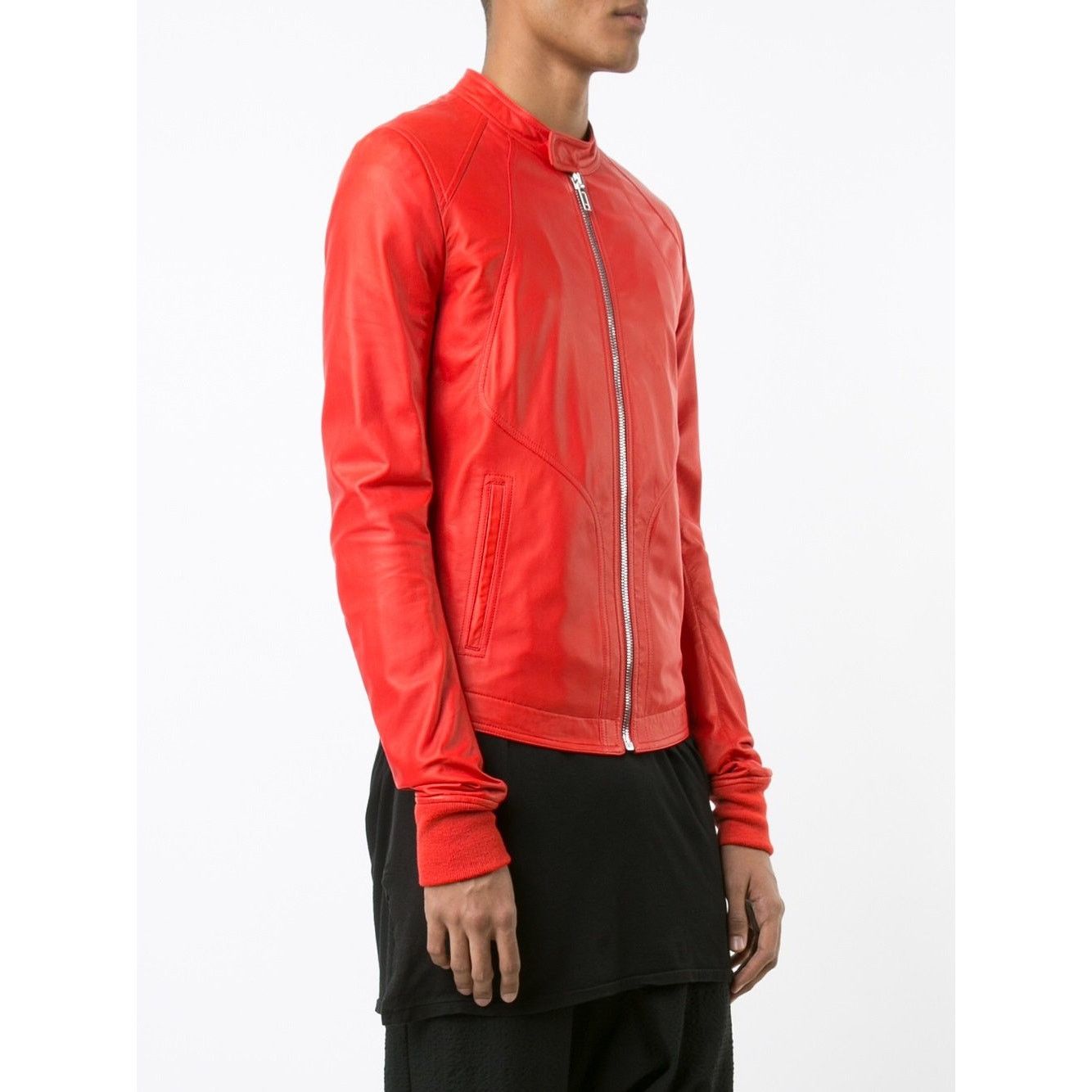 Rick Owens 🔴 Rick Owens Walrus Intarsia Leather Jacket - 50 Red Size US M / EU 48-50 / 2 - 17 Thumbnail