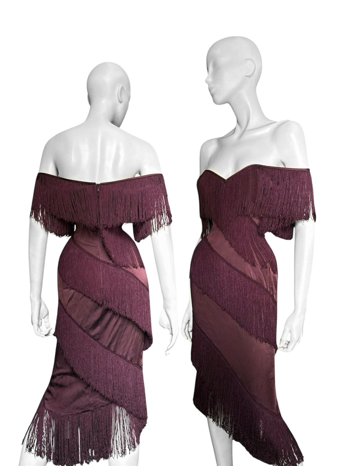 Dolce & Gabbana Runway Dolce and Gabbana Bordeaux Silk Fringe Dress Size M / US 6-8 / IT 42-44 - 1 Thumbnail