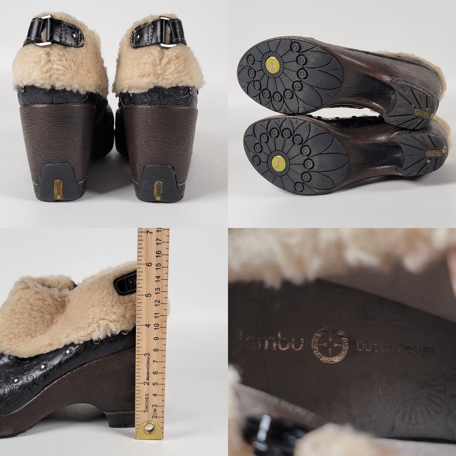 Vintage Jambu HOLLAND Bootie Women 8M Black Tooled Leather Faux Fur Trim Shoes Boots Size US 8 / IT 38 - 8 Thumbnail