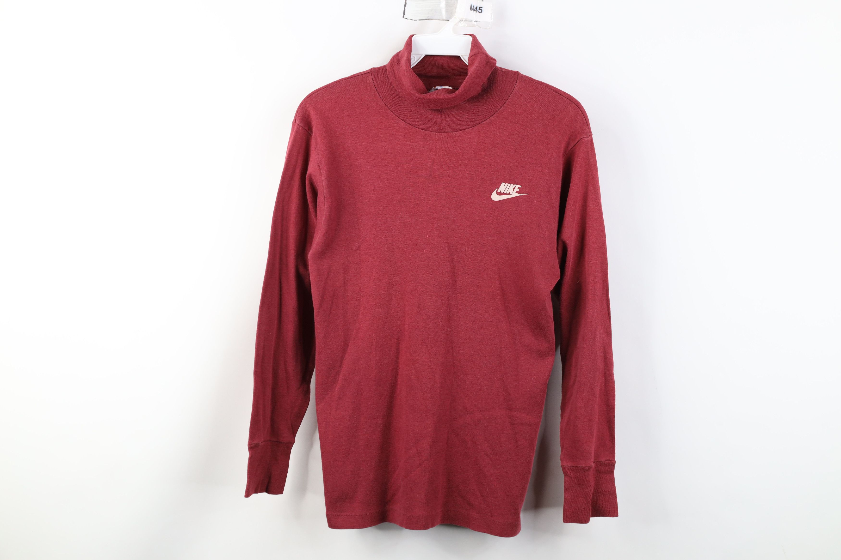 Nike Vintage 70s Nike Mini Swoosh Turtleneck T-Shirt Red USA Size S / US 4 / IT 40 - 1 Thumbnail