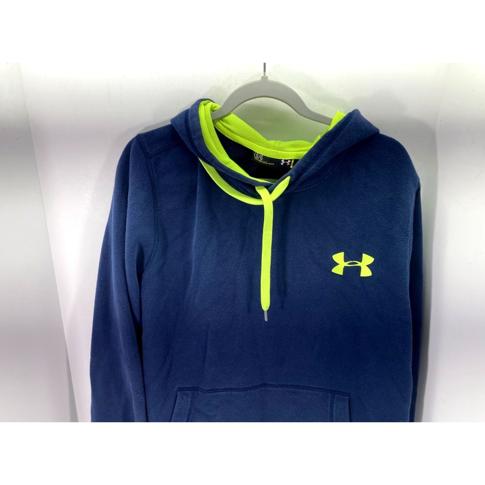 Under Armour Under Armour Sweatshirt Pullover Hooded Mens L Blue Neon Fleece Drawstring Logo Sports Outdoor Winter Fall Size US L / EU 52-54 / 3 - 4 Thumbnail