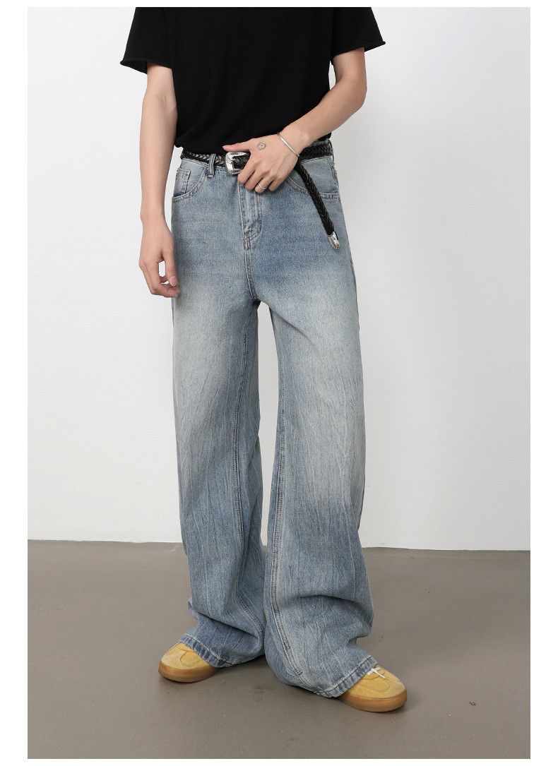 Japanese Brand Men's American Retro Washed Loose-Fit Straight-Leg Jeans Size US 32 / EU 48 - 2 Thumbnail
