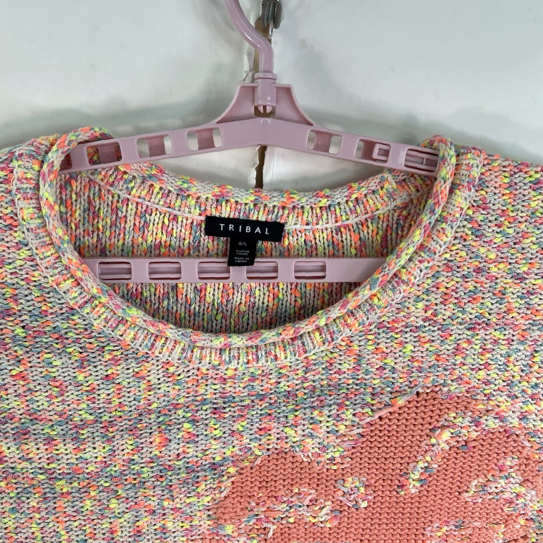 Anthropologie Anthropologie Tribal Sweater Long Sleeve Palm Tree Neon SZ L Multicolor Size L / US 10 / IT 46 - 4 Thumbnail