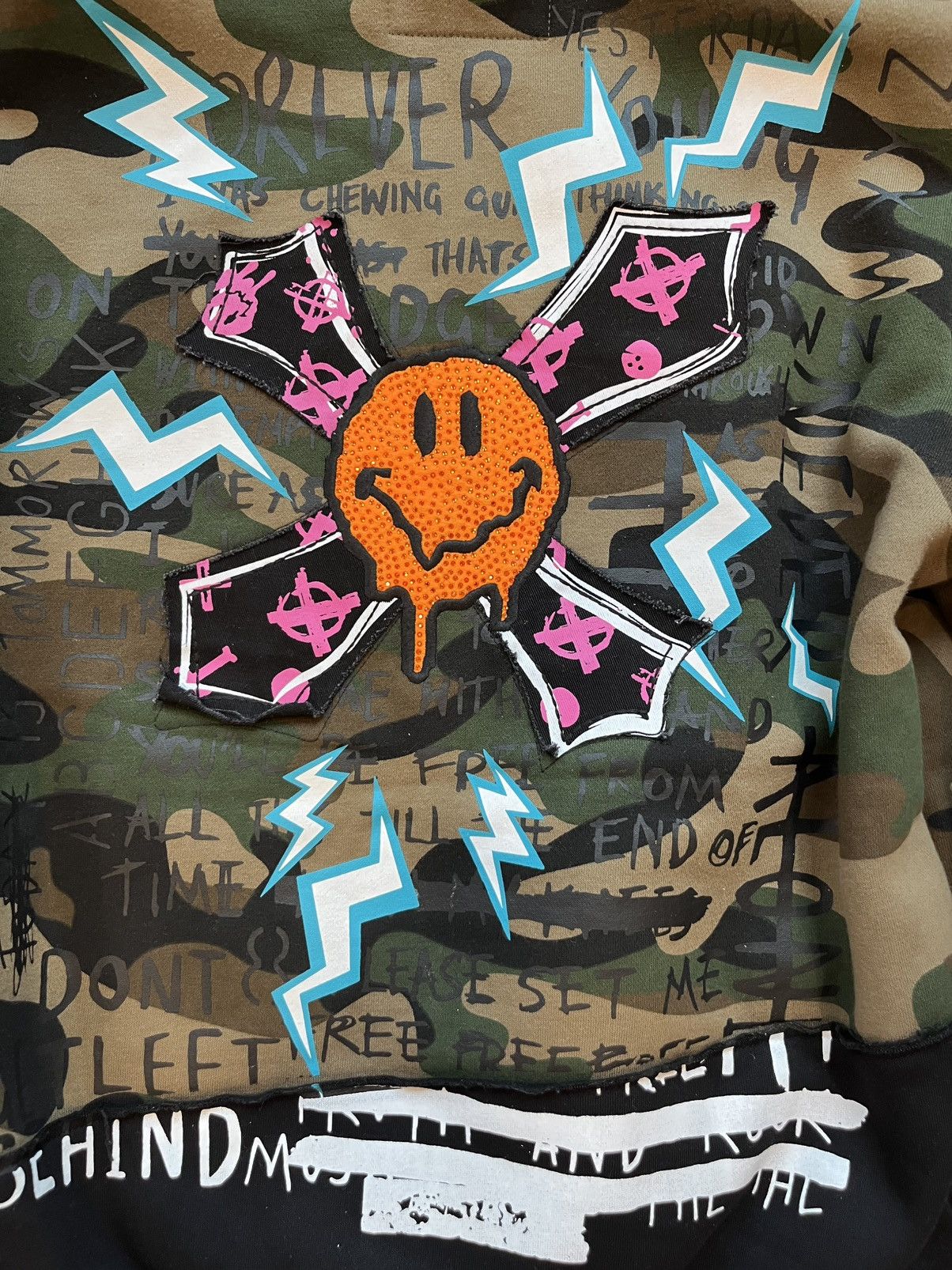 Smoke Rise Smoke Rise Graffiti Camo Pullover Hoodie Small Black Green Size US S / EU 44-46 / 1 - 8 Thumbnail