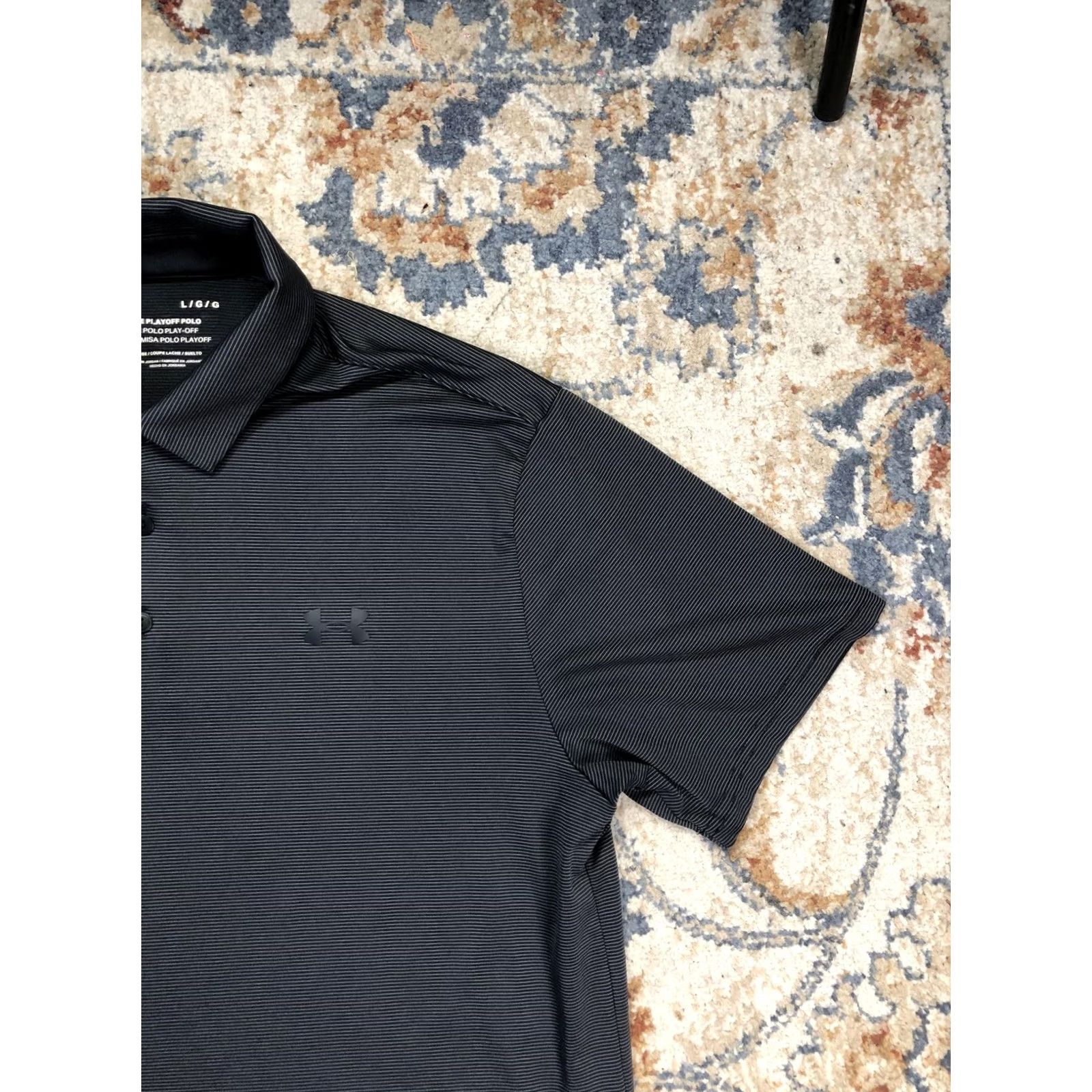 Under Armour Under Armour The Playoff Polo Shirt Mens Large Gray Stripe Short Sleeve Golf Polo Size US L / EU 52-54 / 3 - 4 Thumbnail