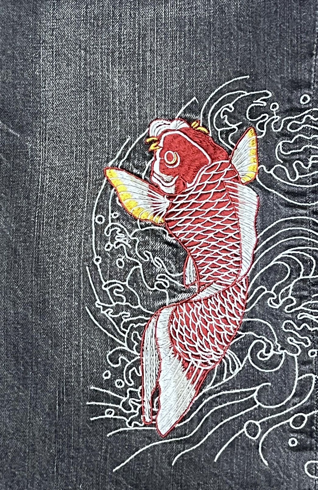 Boden 🔥BUDEN Koi Fish Embroidery Denim Shorts Wave Y2K Karakuri Size US 31 - 6 Thumbnail