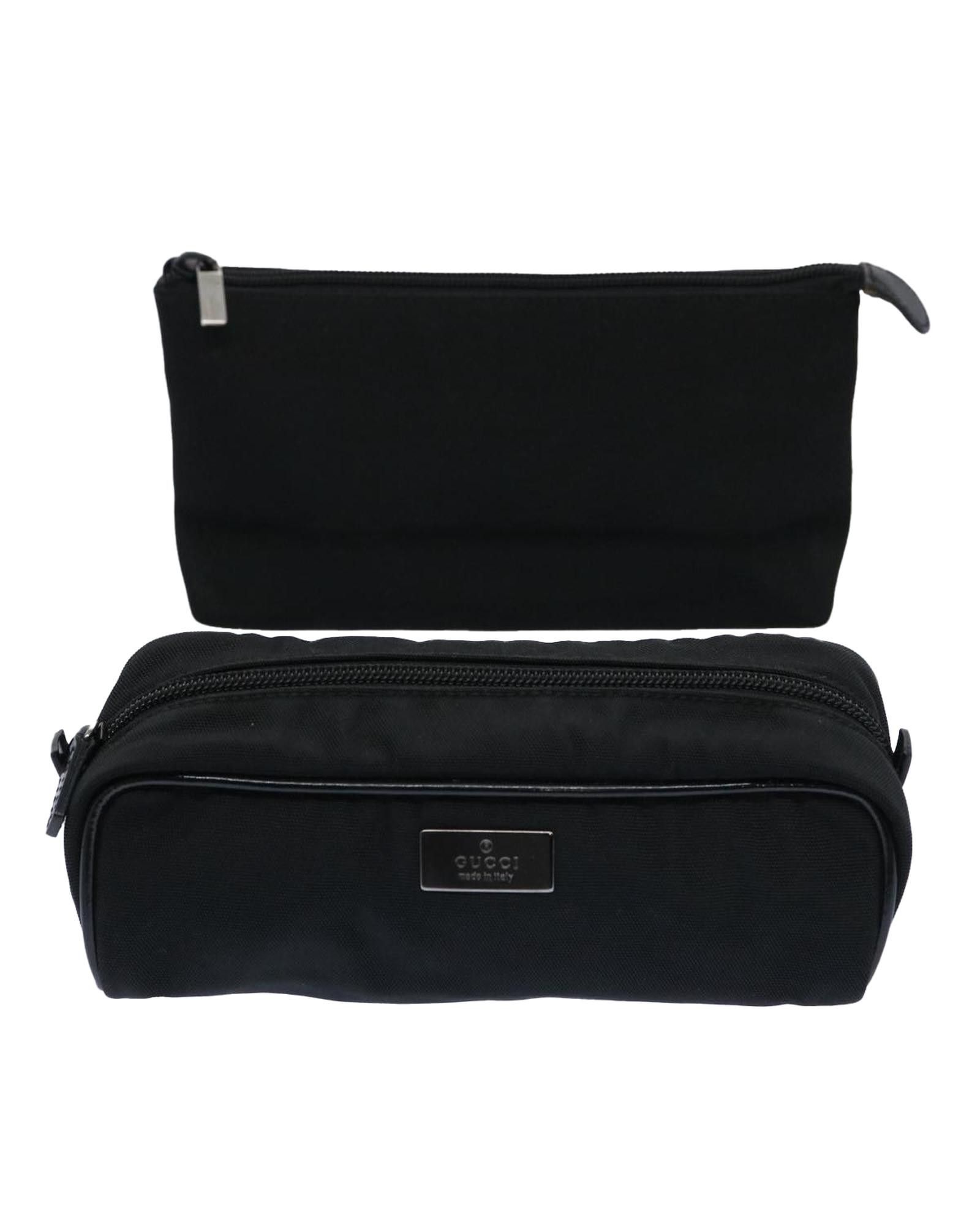 image of Gucci Black Canvas 2-Piece Pouch Set By Italian Designer, Women's