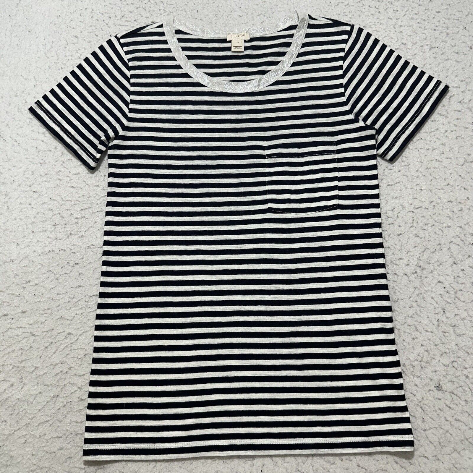 J.Crew J. Crew XS Blue White Striped T Shirt Glitter Crewneck Top Size XS / US 0-2 / IT 36-38 - 1 Thumbnail
