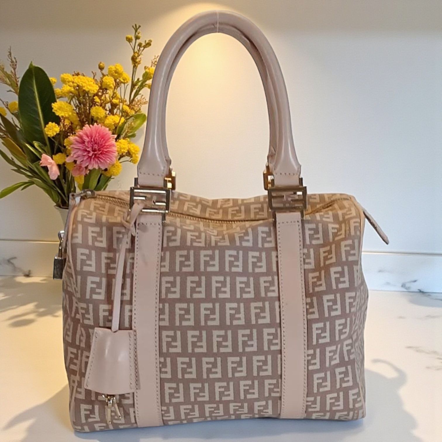 Fendi Fendi Zucchino Mini Boston Pink Handbag Size ONE SIZE - 1 Thumbnail